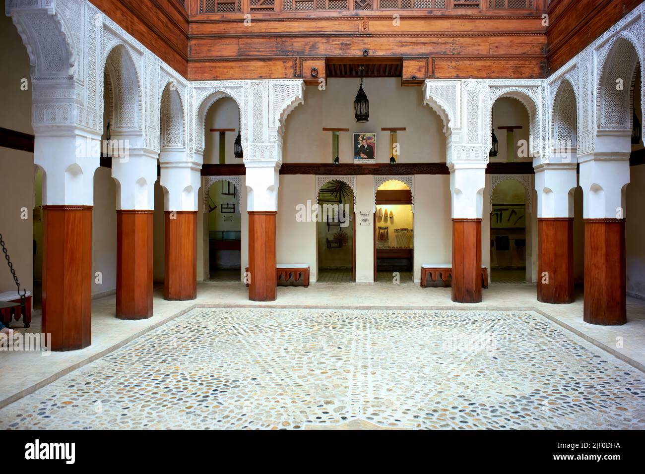 Morocco Fez. Nejjarine Fondouk Museum of Wood Arts and Crafts Stock Photo