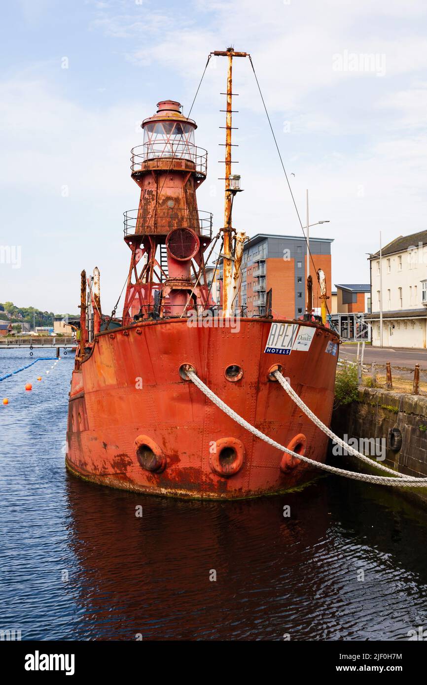The old North Carr lightship, awaiting restoration. Victoria Dock, Dundee, Angus, Scotland Stock Photo
