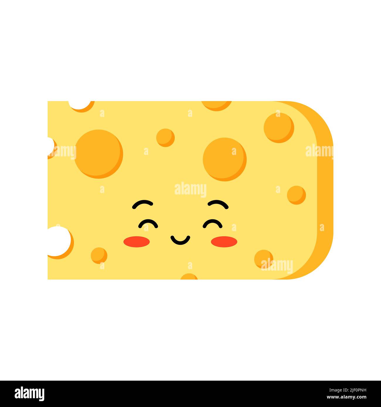 Cute cheese kids character with hole slice isolated on white background