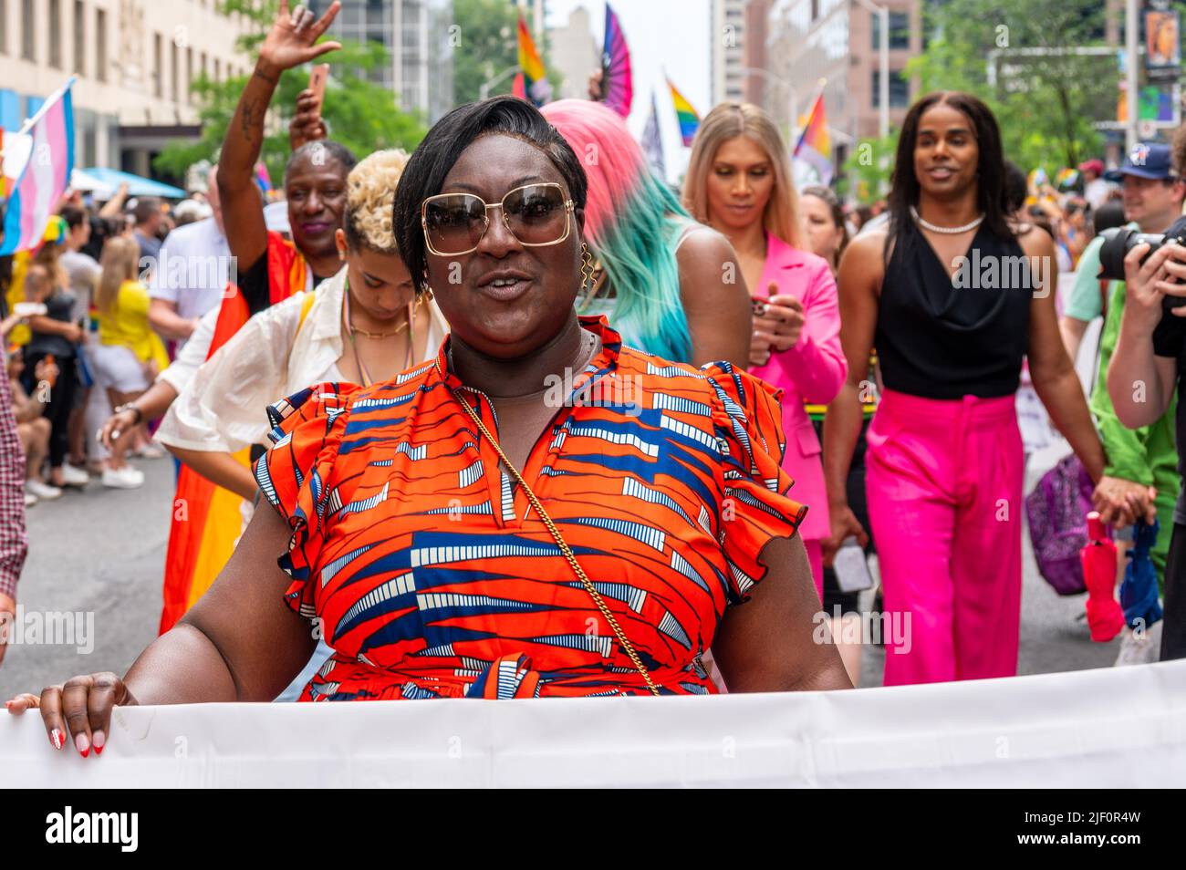 Lady Phyll marching in Bloor Street during the Pride Parade. She is this year's International Grand Marshal Stock Photo