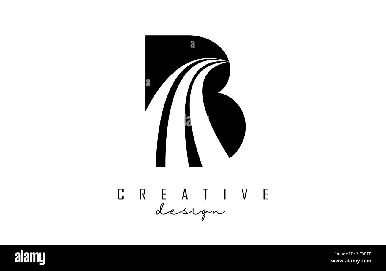 Black letter B logo with leading lines and road concept design. Letter ...