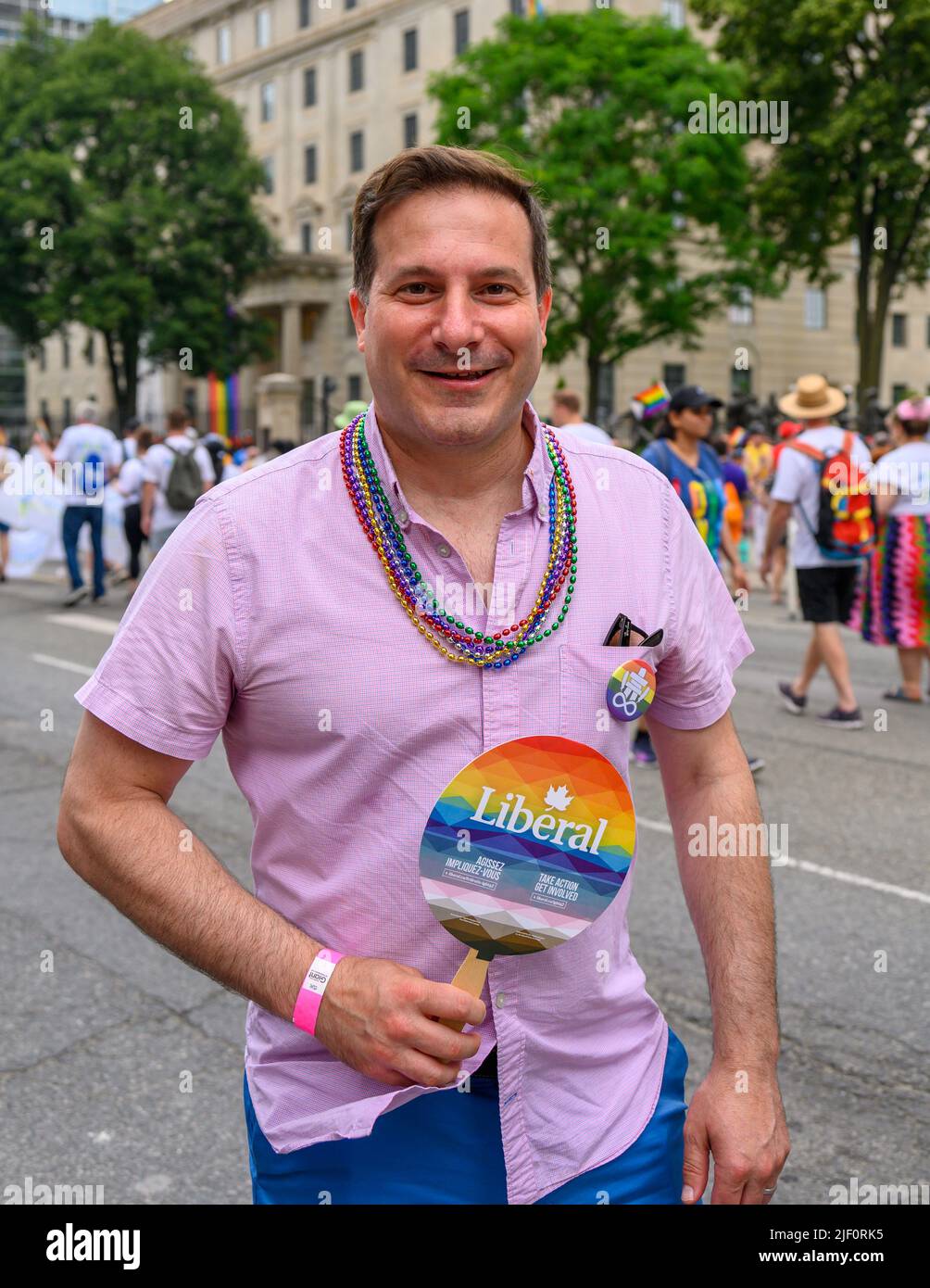 Marco Mendocino, currently the Minister of Public Safety for the governing Liberal Party, is partaking of the Pride Parade in Bloor Street. Stock Photo