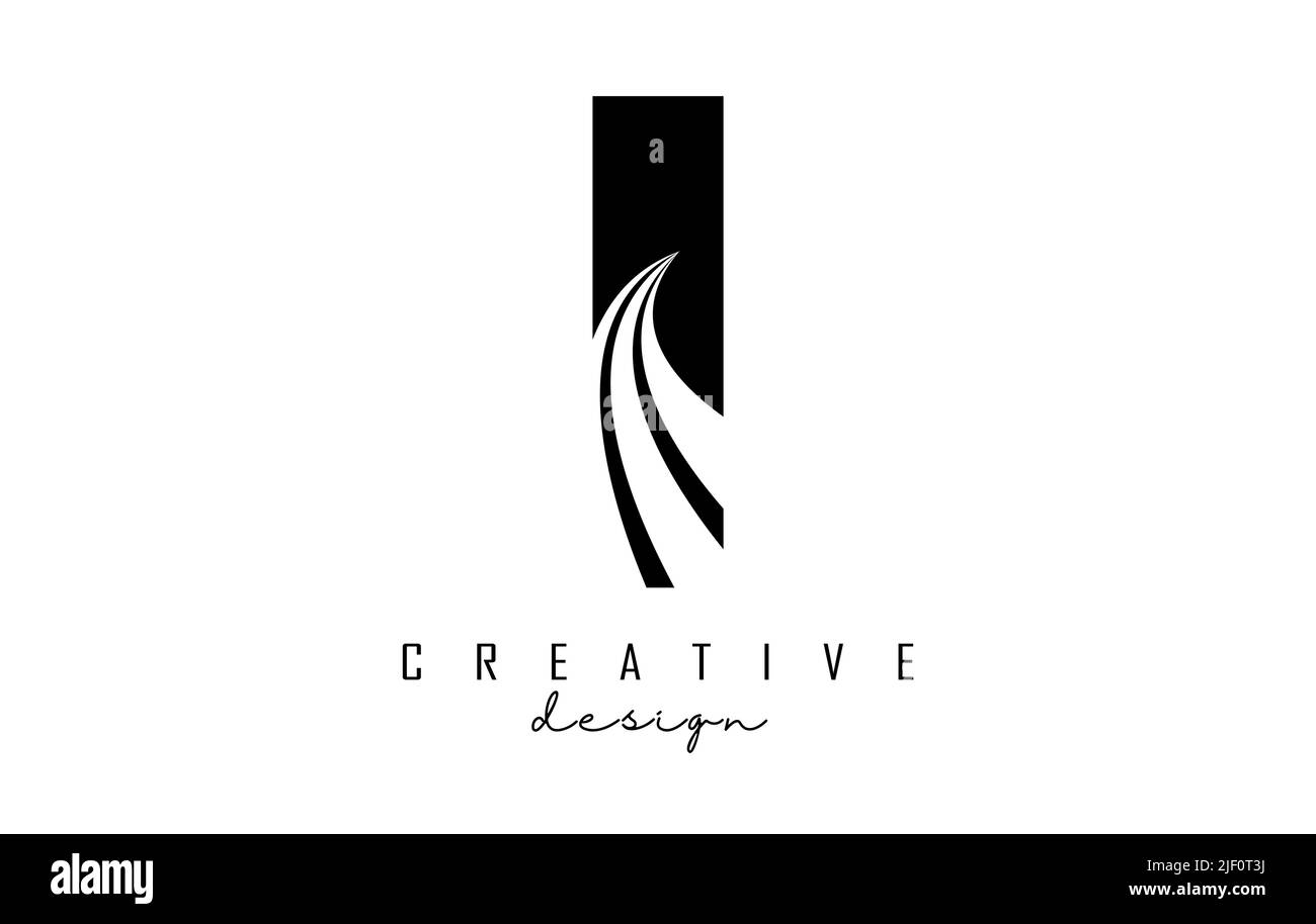 Black letter i logo with leading lines and road concept design. Letter ...