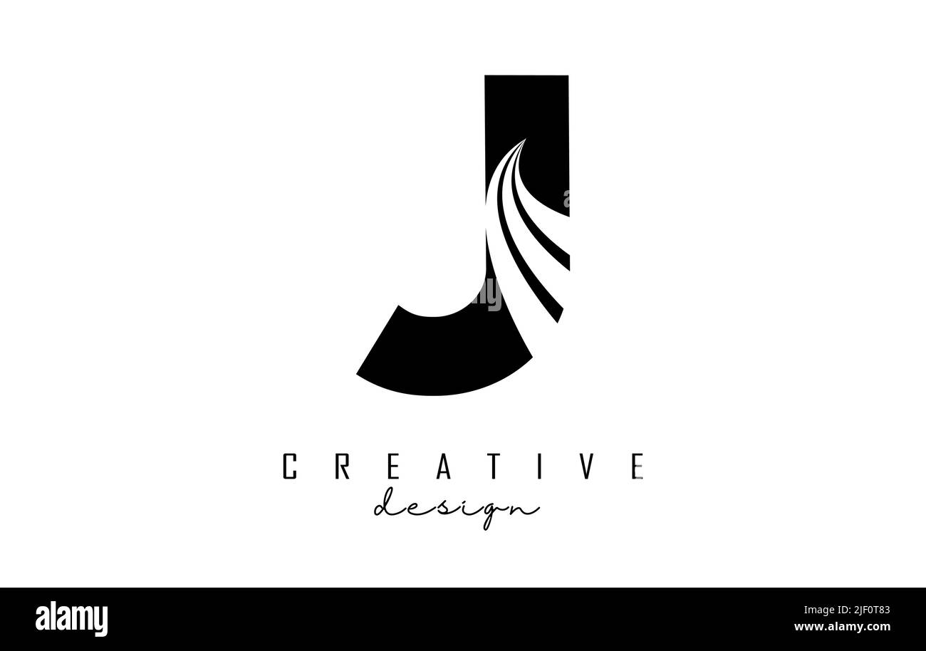 Black letter J logo with leading lines and road concept design. Letter ...