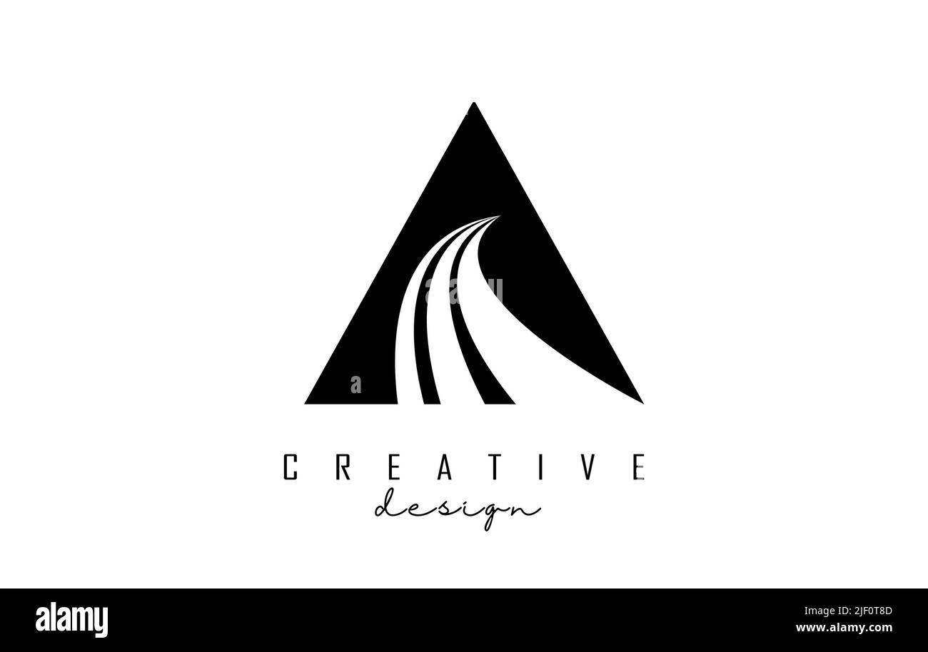 Black letter A logo with leading lines and road concept design. Letter ...