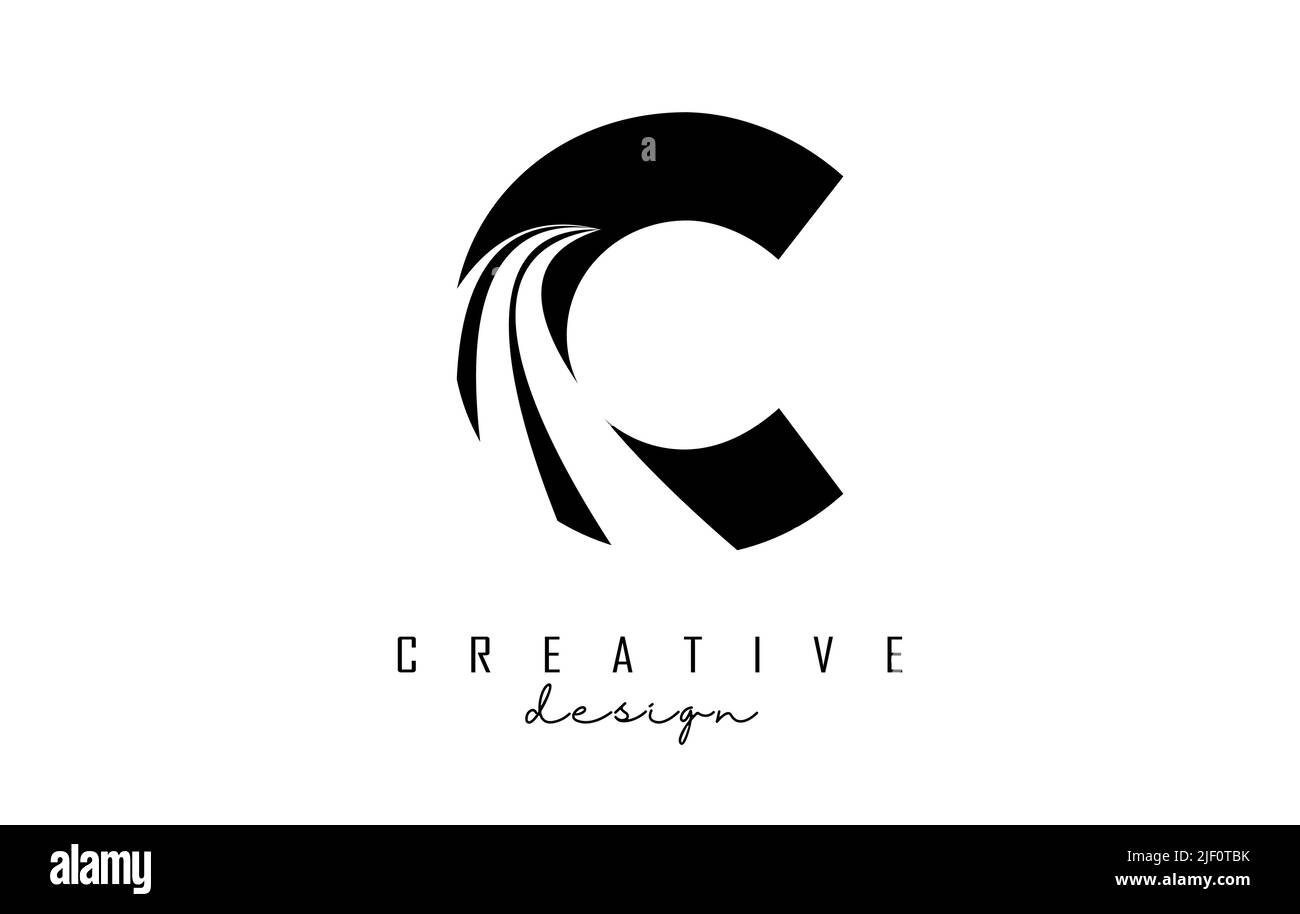 Black letter C logo with leading lines and road concept design. Letter ...