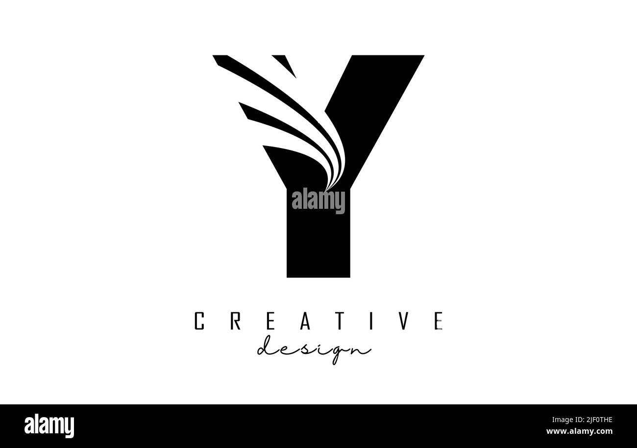 Black letter Y logo with leading lines and road concept design. Letter ...