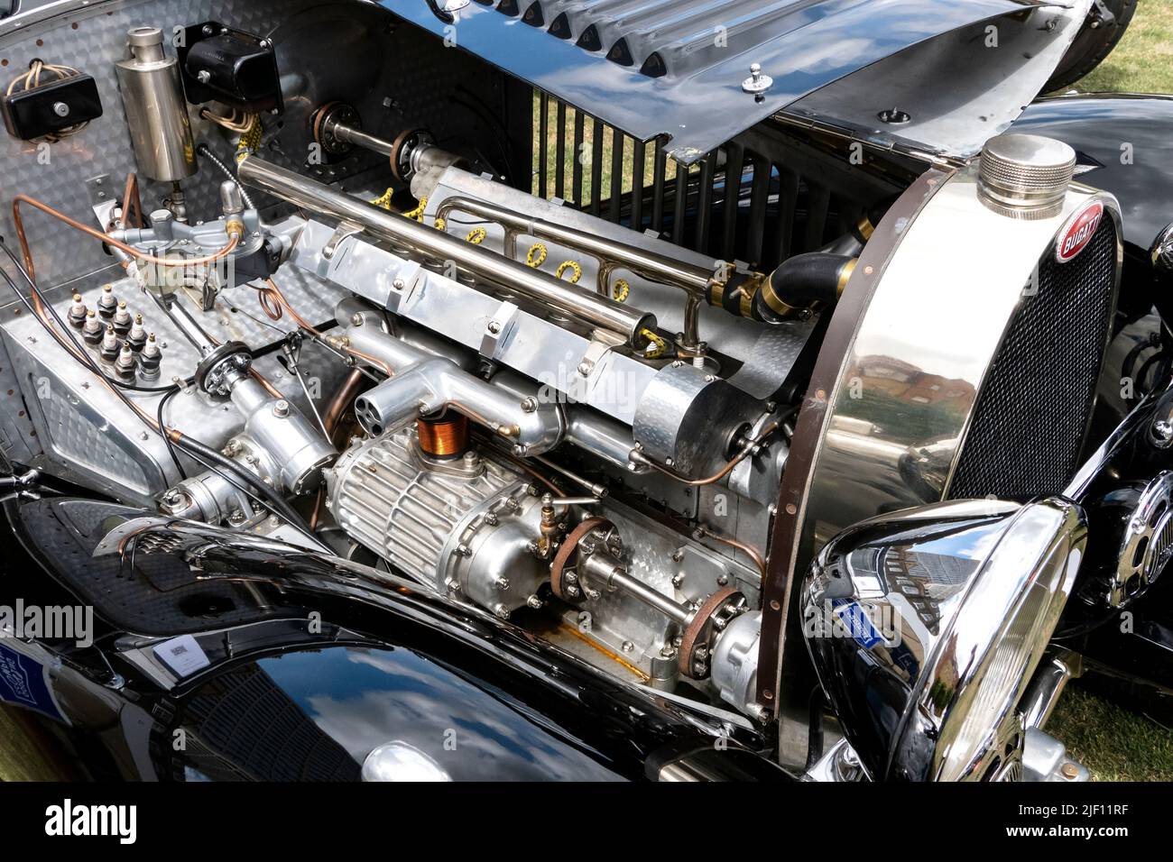 Bugatti Type 55 engine at the London Concours at the Honourable Artillery Company in the City of London UK Stock Photo