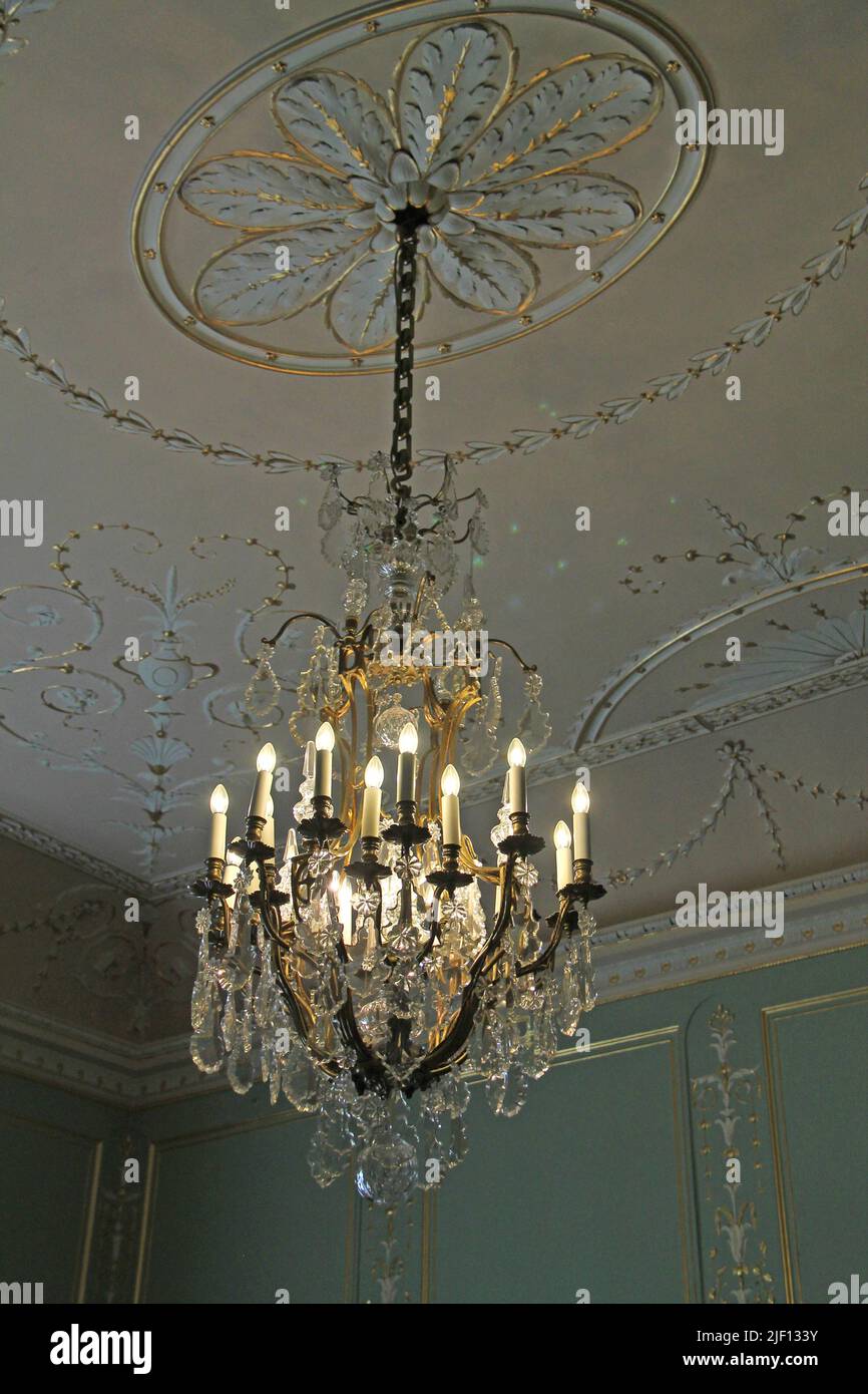 Classic Lighting Chandelier Hanging From a High Ceiling Stock Photo - Alamy