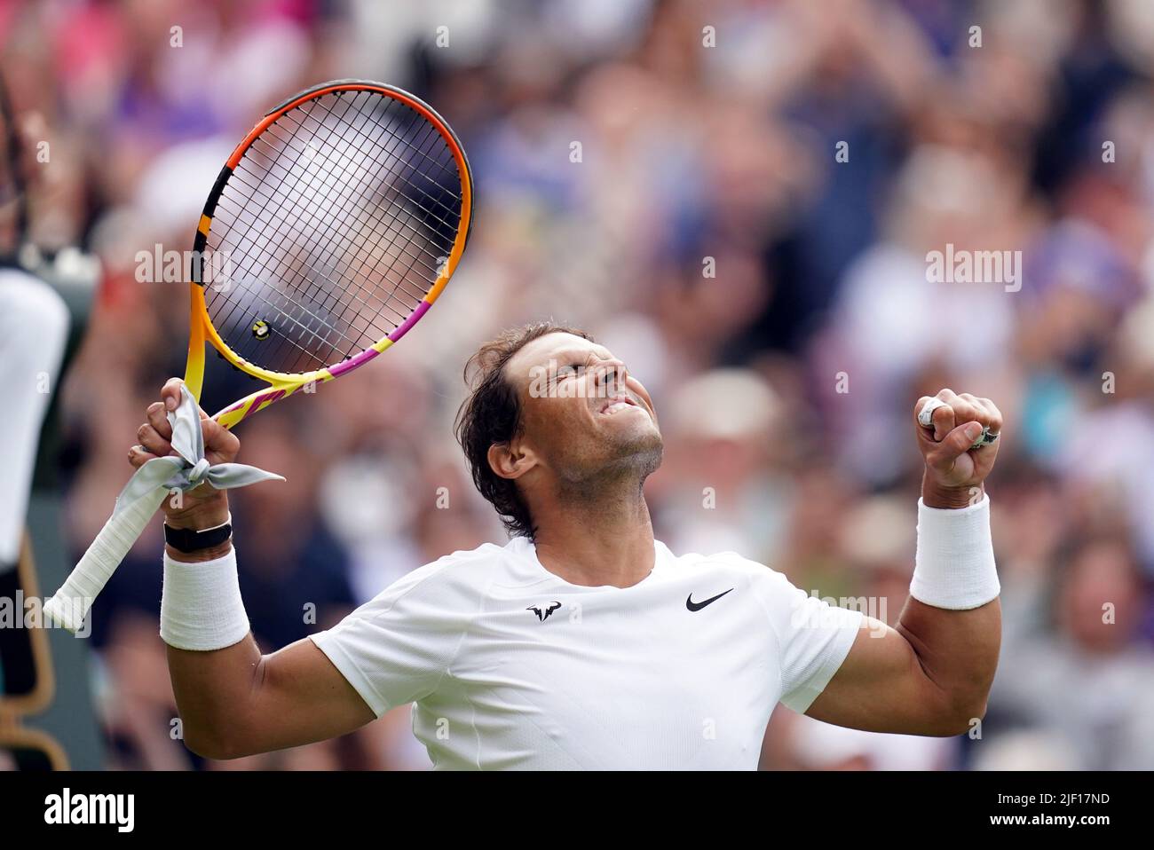 Rafael Nadal celebrates victory over Francisco Cerundolo on day two of