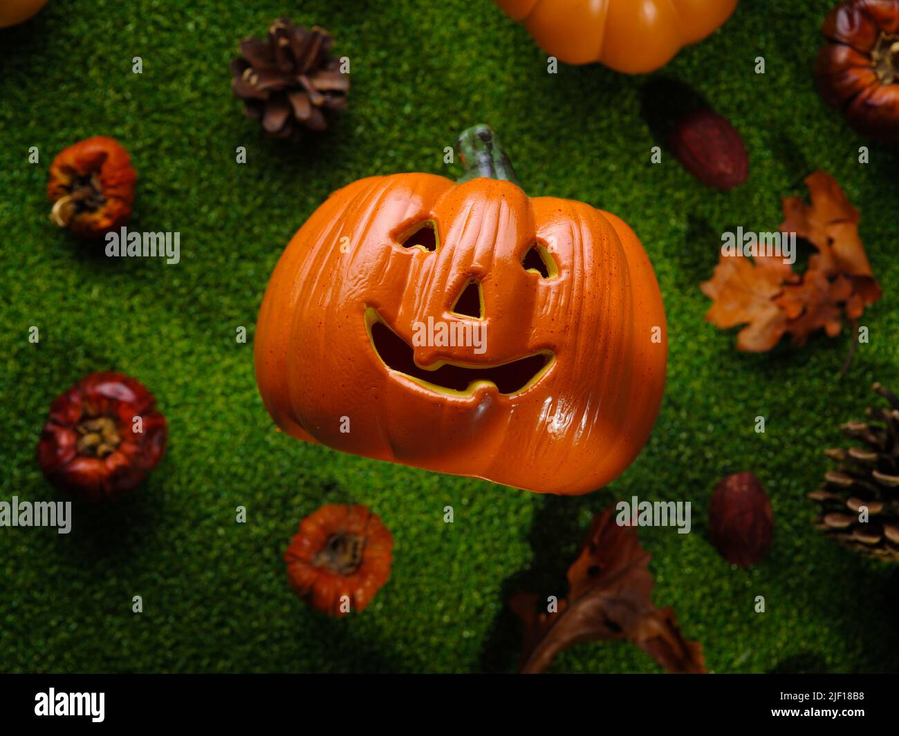 Carved Halloween Pumpkin On Lawn Hi Res Stock Photography And Images Alamy