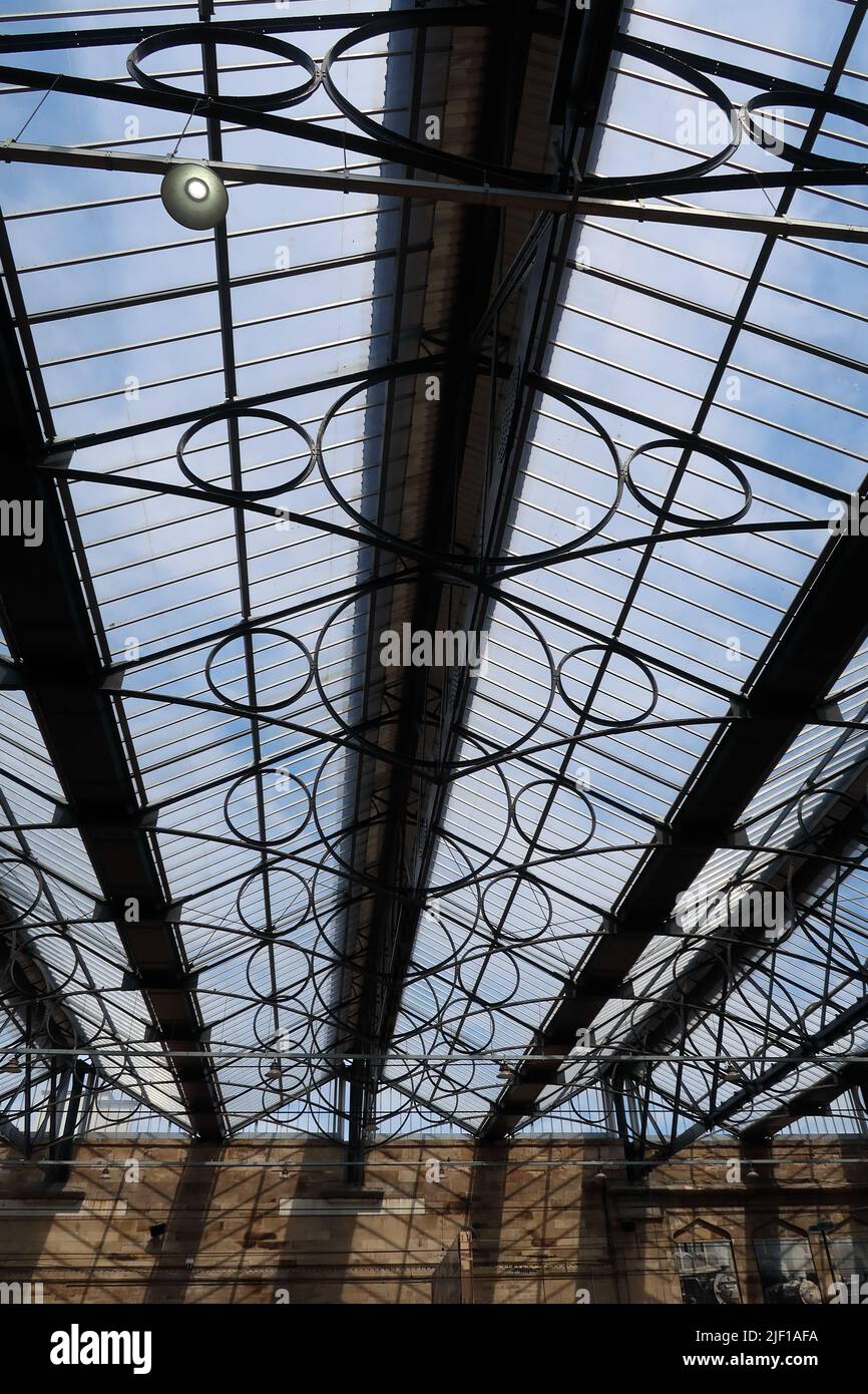 The train shed roof at Carlisle Citadel station (refurbished in 2015). Stock Photo