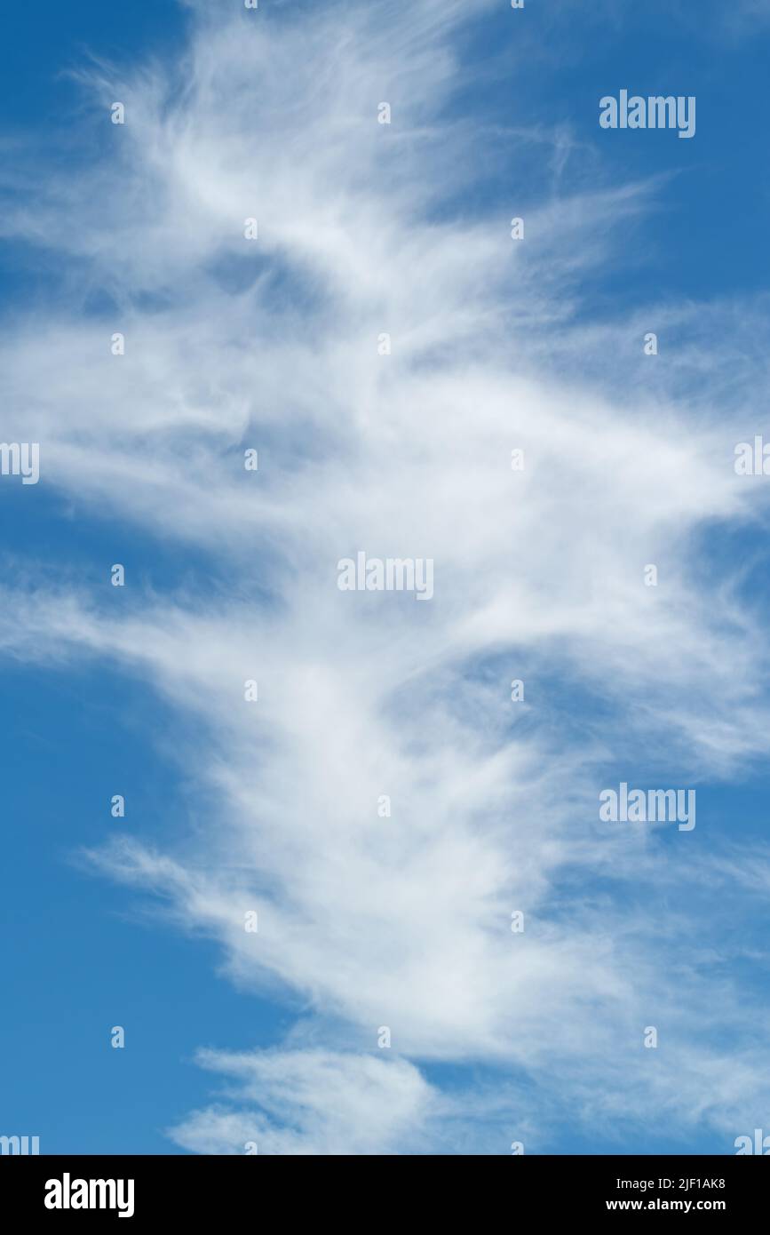Cirrus, feathery clouds in the blue sky Stock Photo