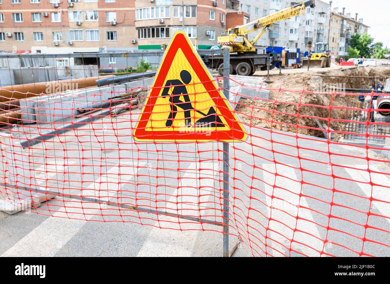 Road works sign attention repair hi-res stock photography and images ...