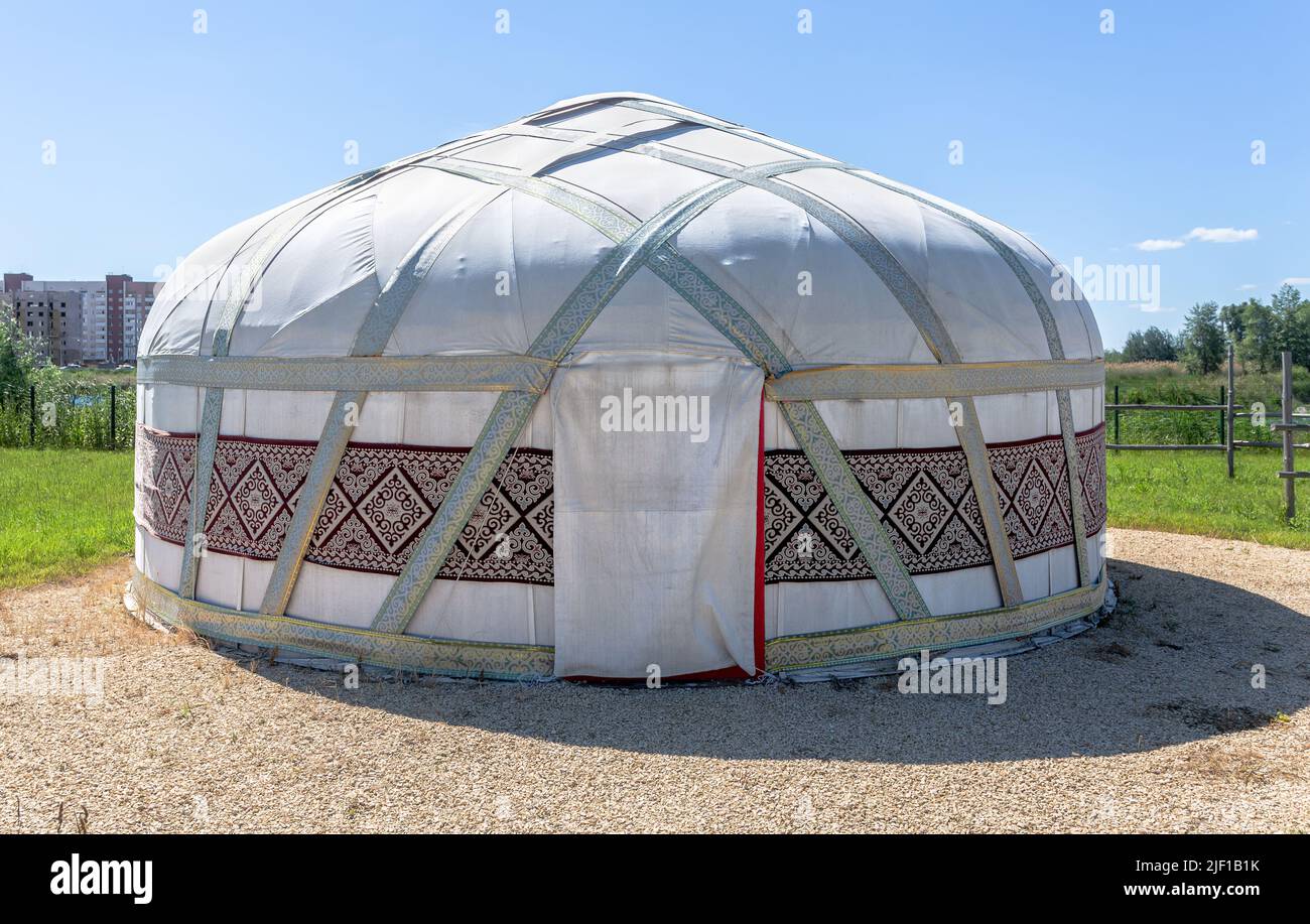Yurt - national ancient house of the nomad peoples of Asian countries. Traditional Kazakh yurt Stock Photo