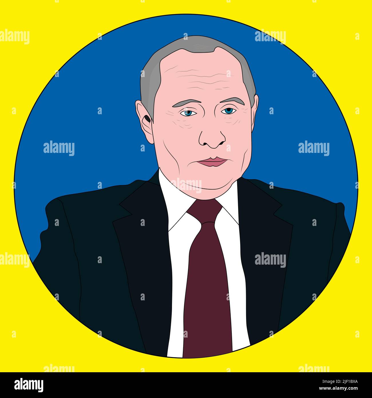 Vladimir Vladimirovich Putin - President of Russia, round sticker label - vector illustration Stock Vector