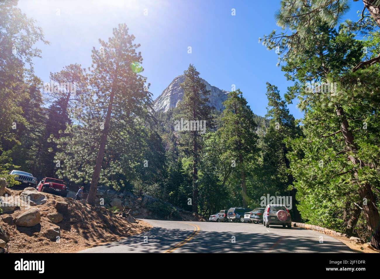 Tahquitz Rock or Lily Rock viewed from Humber Park.  Idyllwild, California, USA. Stock Photo