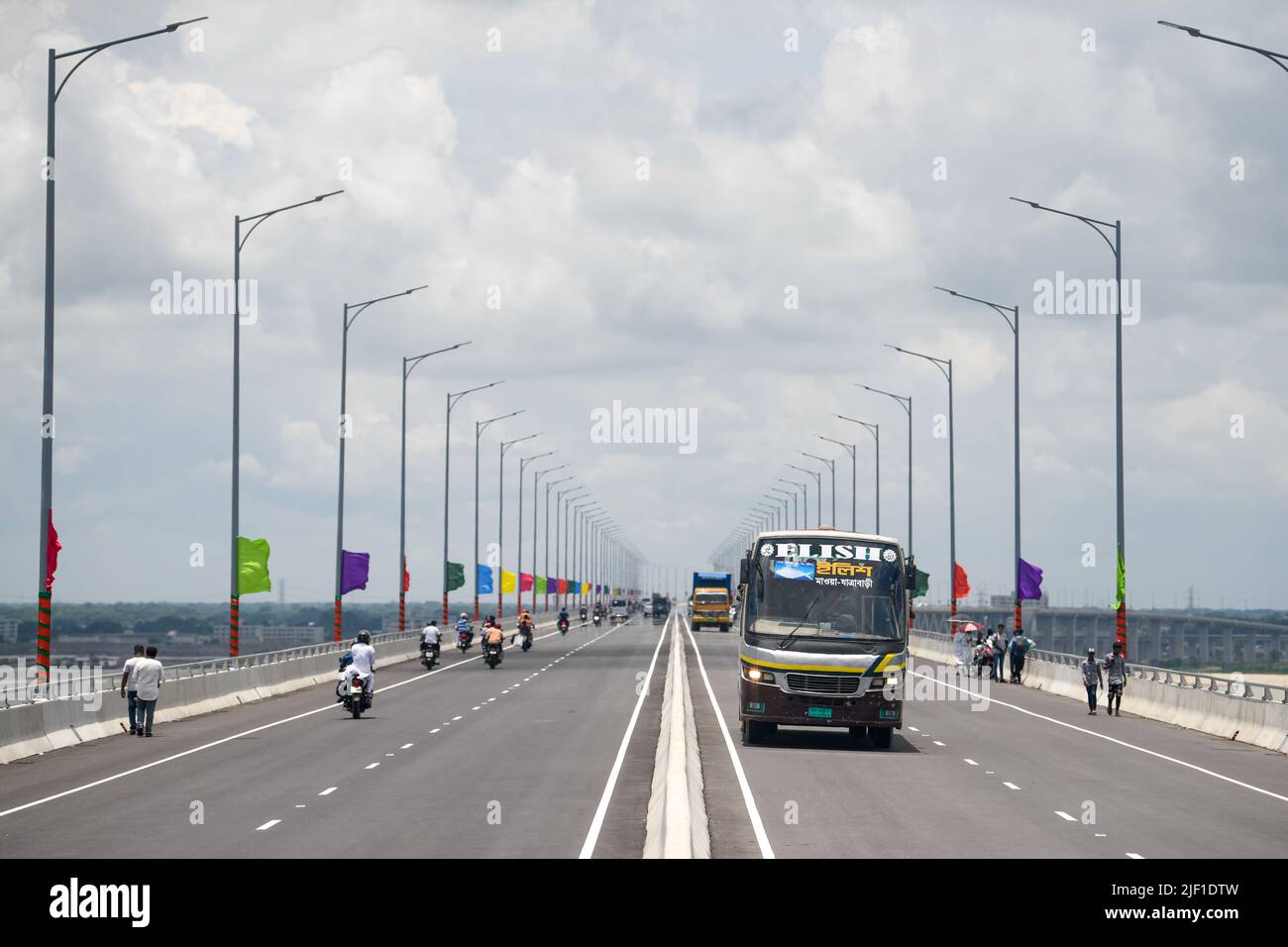View of the Padma bridge, the newly built Multipurpose Bridge over the