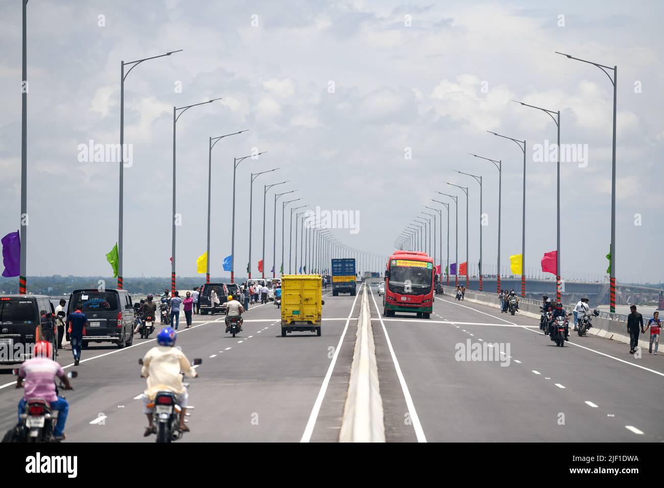 View of the Padma bridge, the newly built Multipurpose Bridge over the