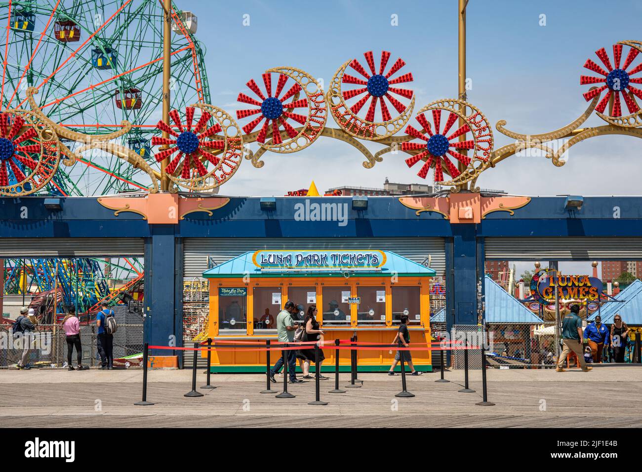 Luna Park ticket booth in Coney Island amusement park in Brooklyn