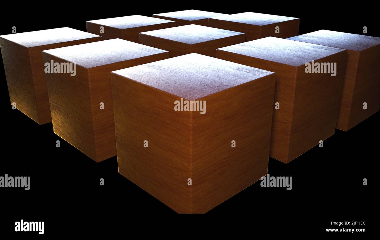 Wood cube. Computer generated 3d render Stock Photo - Alamy