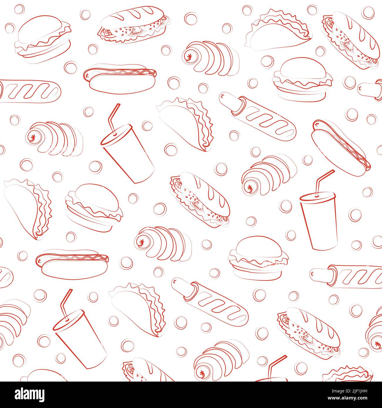 Trendy vector Fast Food pattern for cafe.  Stock Vector