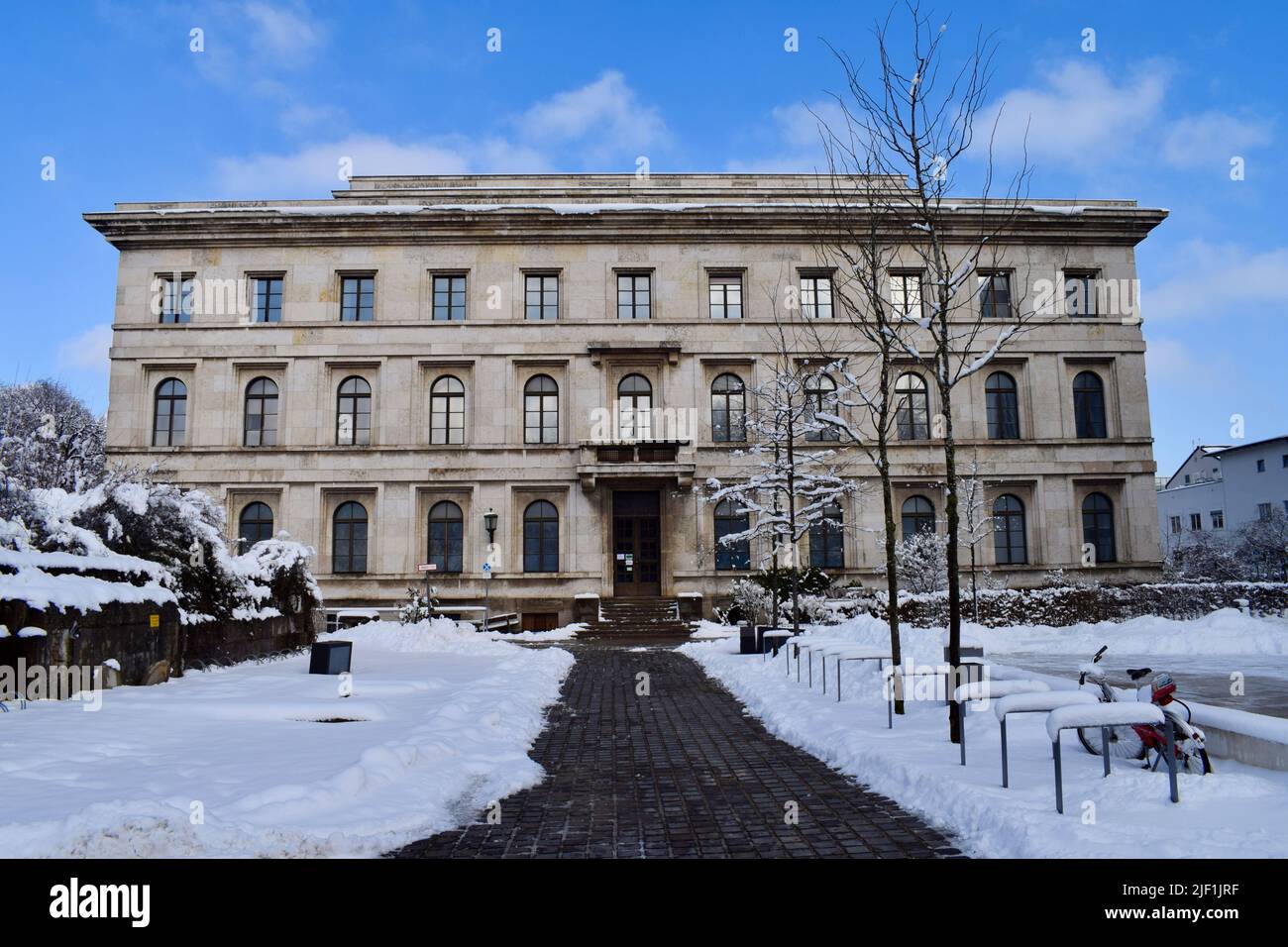 The Munchner Haus der Kulturinstitute in winter in Munich, Germany Stock Photo