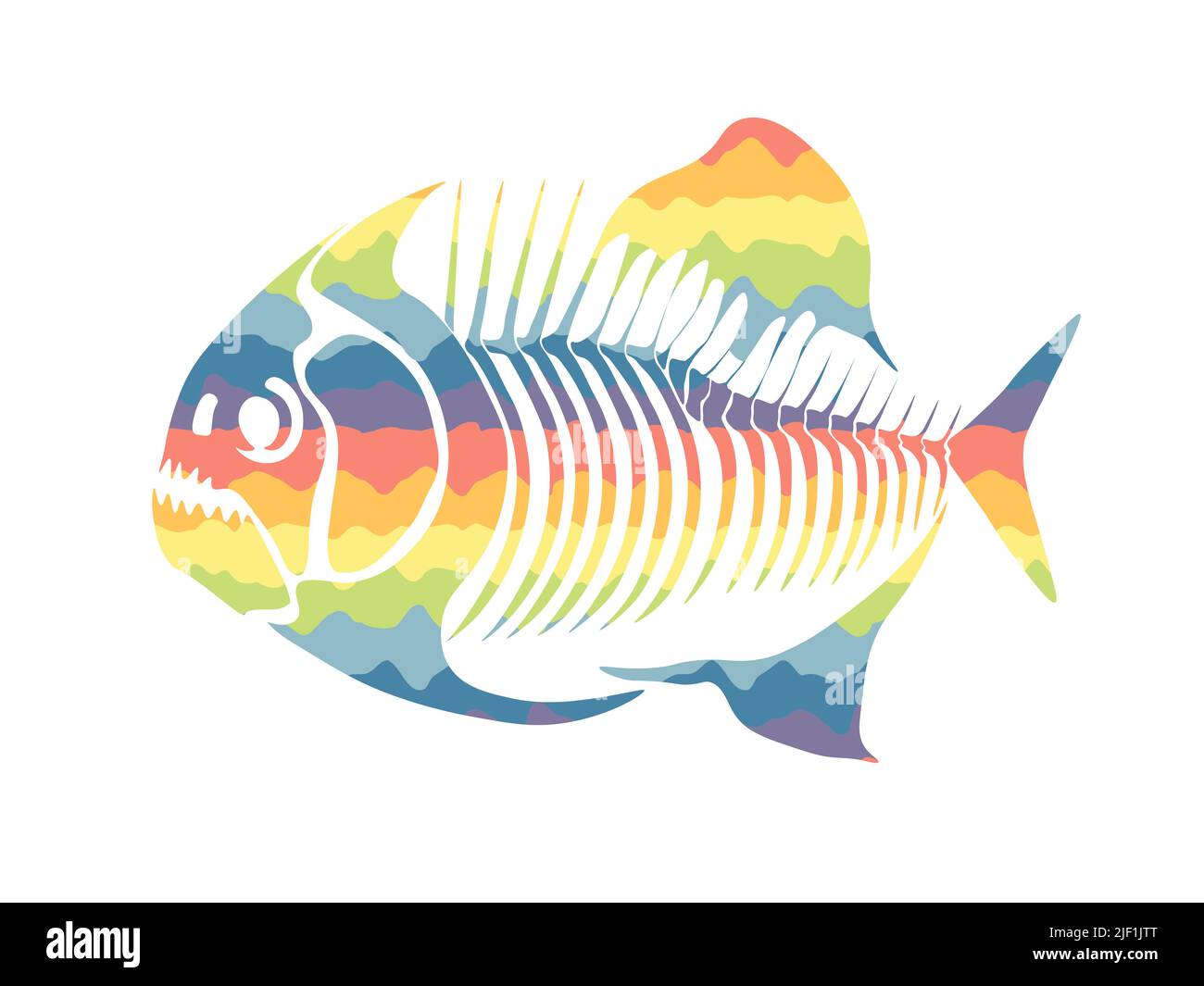 Vector illustration with rainbow fish skeleton isolated on a white  background Stock Vector Image & Art - Alamy