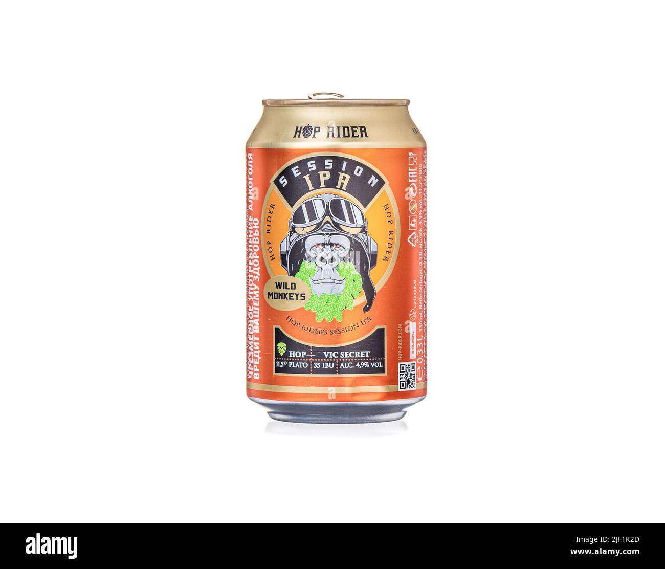 Moscow, Russia - June 28, 2022: A can of Hop Rider Session IPA beer ...