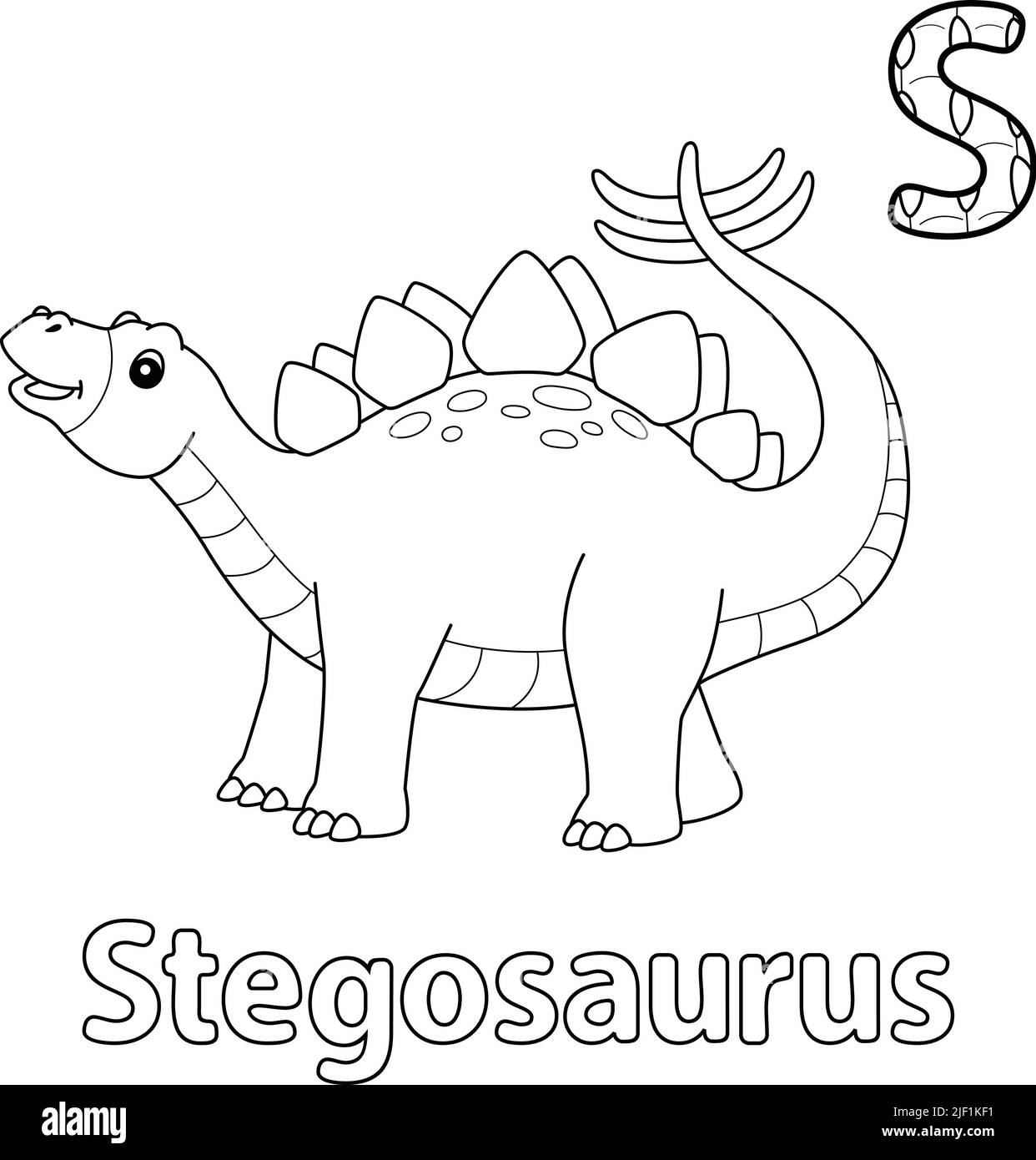 Stegosaurus Alphabet Dinosaur ABC Coloring Page S Stock Vector