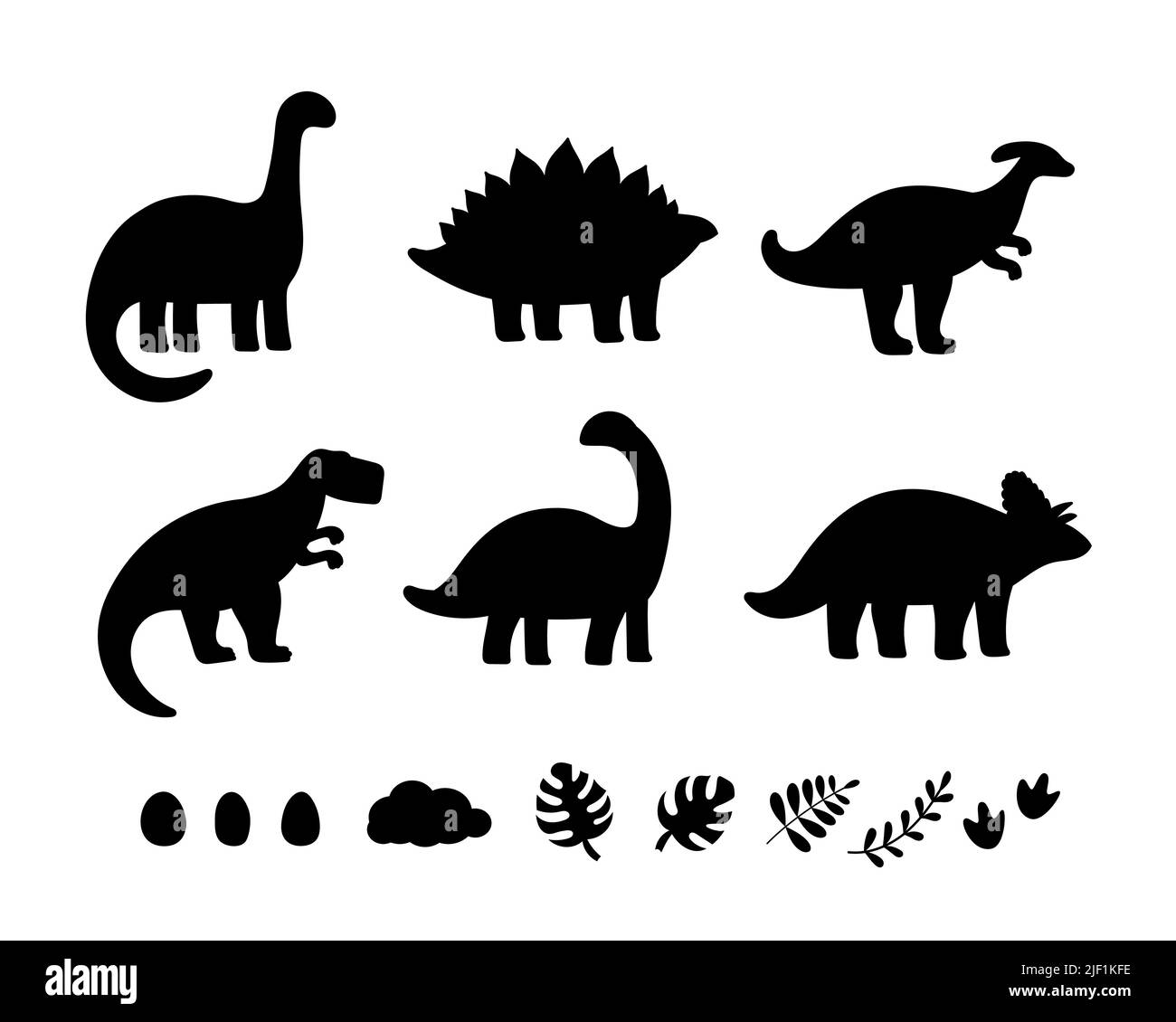Cartoon dinosaurs vector illustration monster silhouette animal dino prehistoric character reptile predator jurassic fantasy dragon Stock Vector