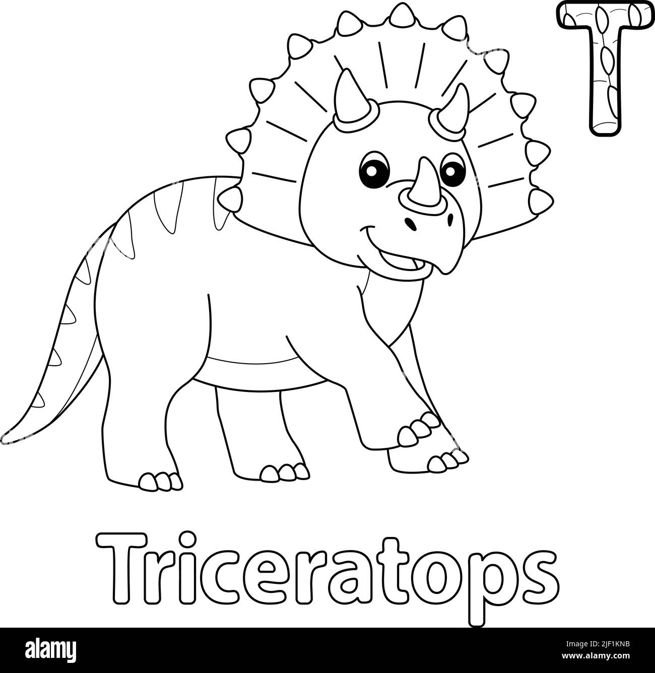 Triceratops Alphabet Dinosaur ABC Coloring Page T Stock Vector