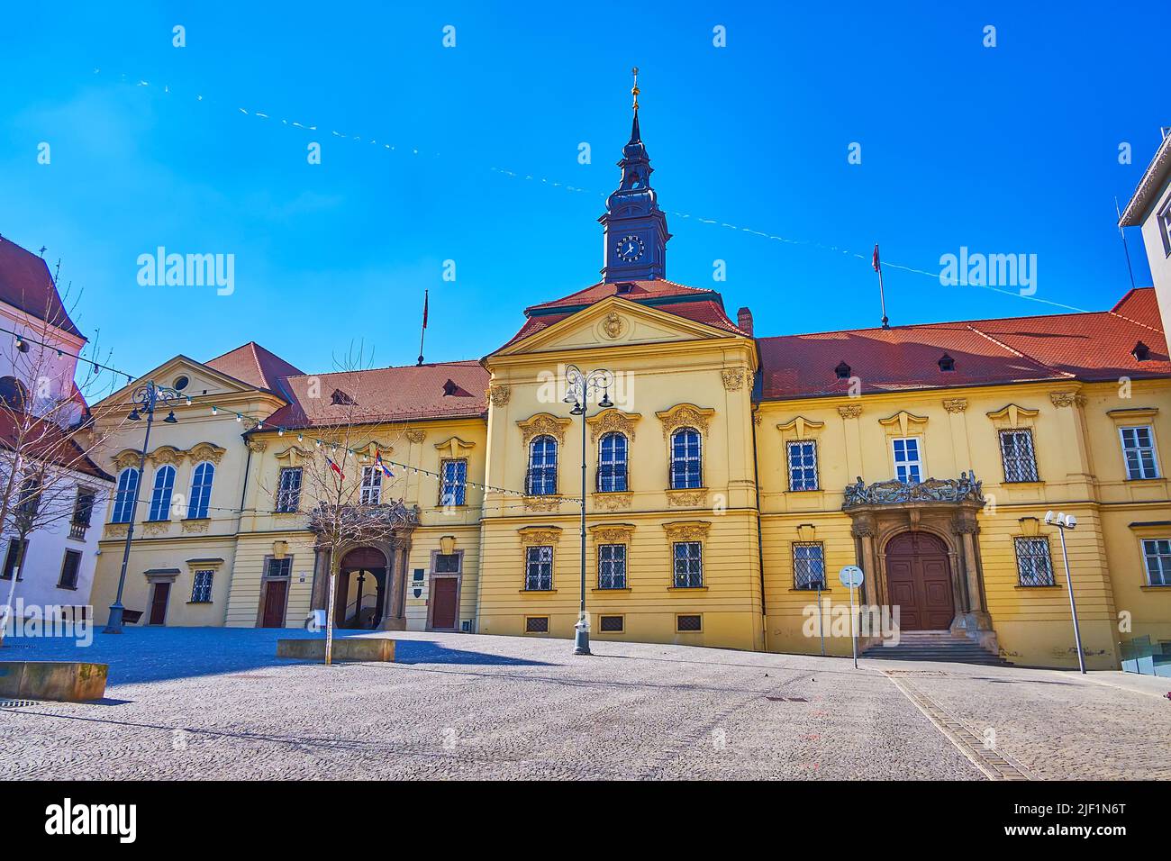 Facade of the Nova Radnice (New Town Hall) from Dominican Sqaure in Brno, Czech Republic Stock Photo