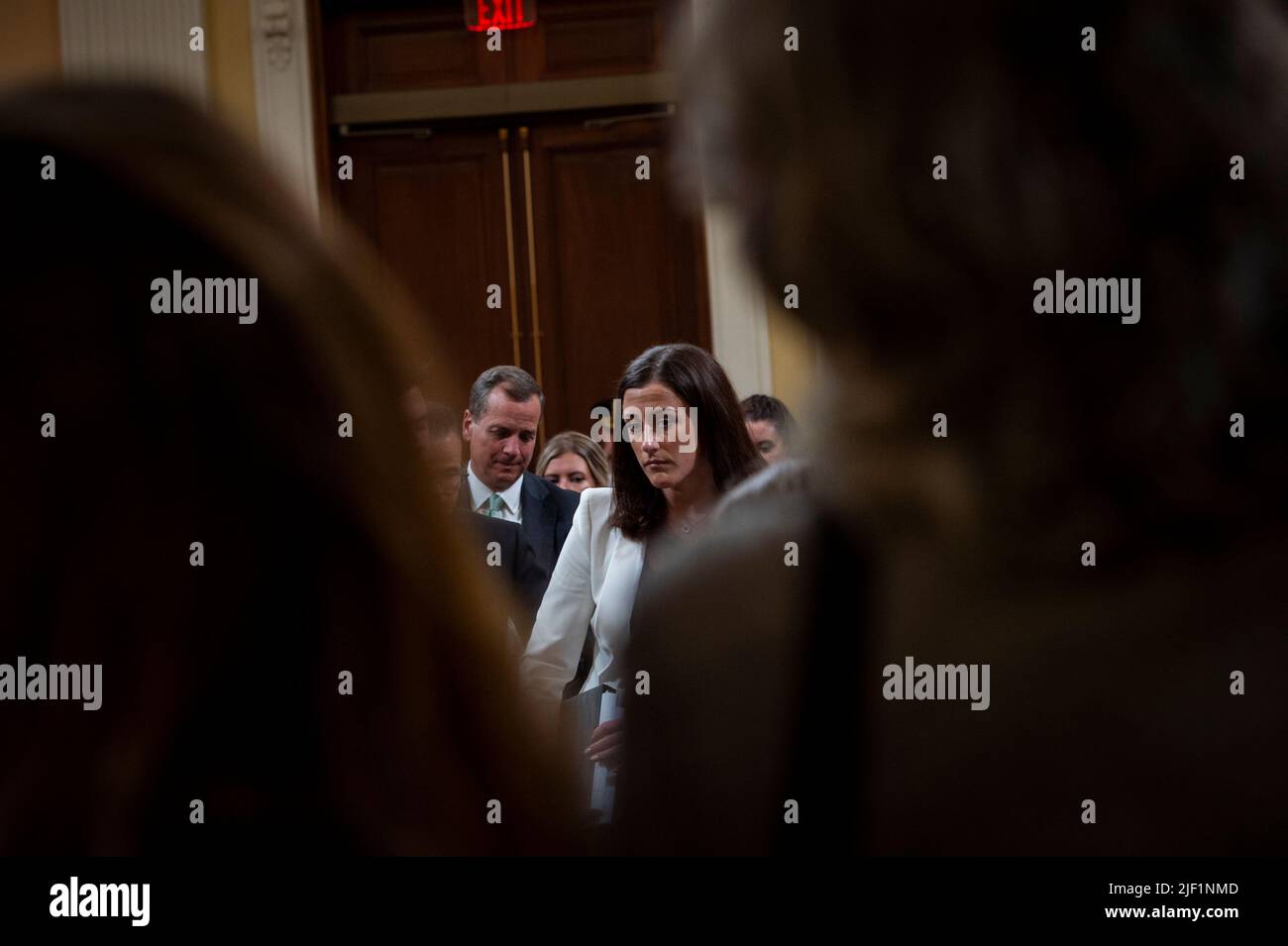 Washington, United States Of America. 28th June, 2022. Cassidy Hutchinson, an aide to former White House Chief of Staff Mark Meadows, makes her departure following day six of the United States House Select Committee to Investigate the January 6th Attack on the US Capitol hearing on Capitol Hill in Washington, DC on June 28, 2022. Credit: Rod Lamkey/CNP/Sipa USA Credit: Sipa USA/Alamy Live News Stock Photo