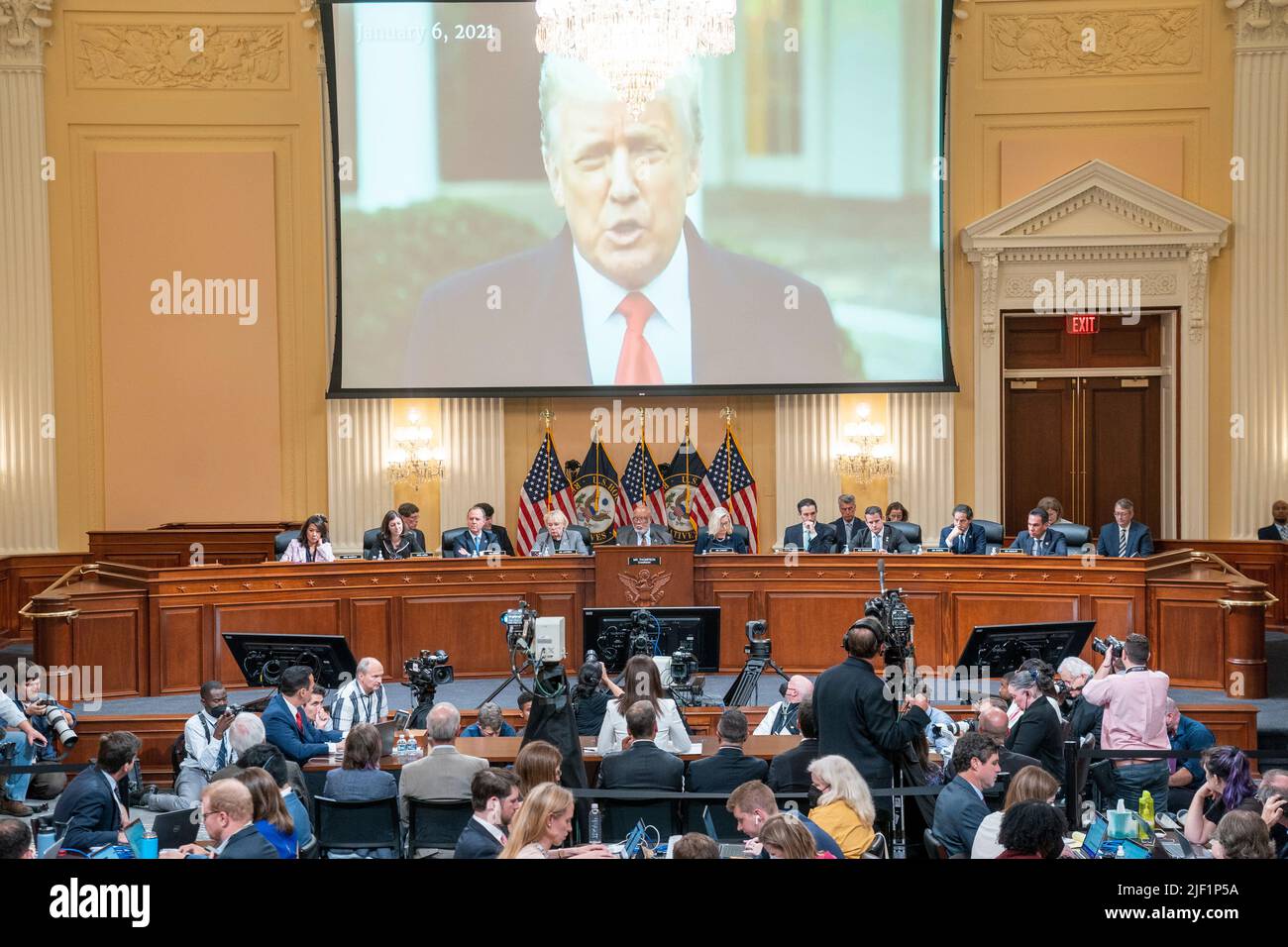Washington, DC. 28th June, 2022. A video of former President Donald J