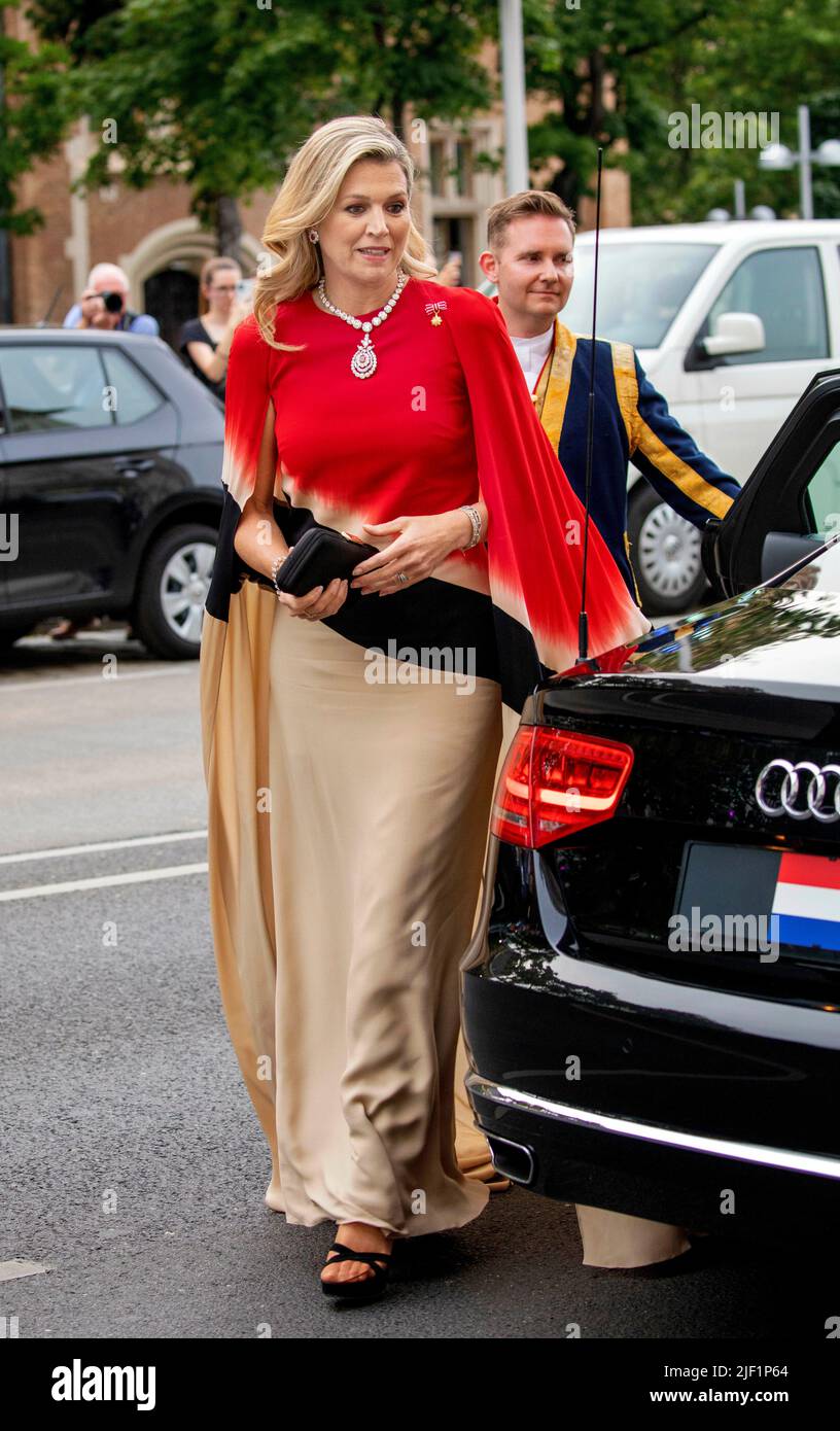 Vienna, Austria, June 28, 2022, Queen Maxima of The Netherlands arrive at the Wiener Konzerthaus in Vienna, on June 28, 2022, for the contra presentation, The Netherlands Chamber Choir, conducted by chief conductor Peter Dijkstra, will give its world premiere of the performance Van Gogh in Me, at the 2nd of a 3 days State-visit to Austria Photo: Albert Nieboer/Netherlands OUT/Point de Vue OUT Stock Photo