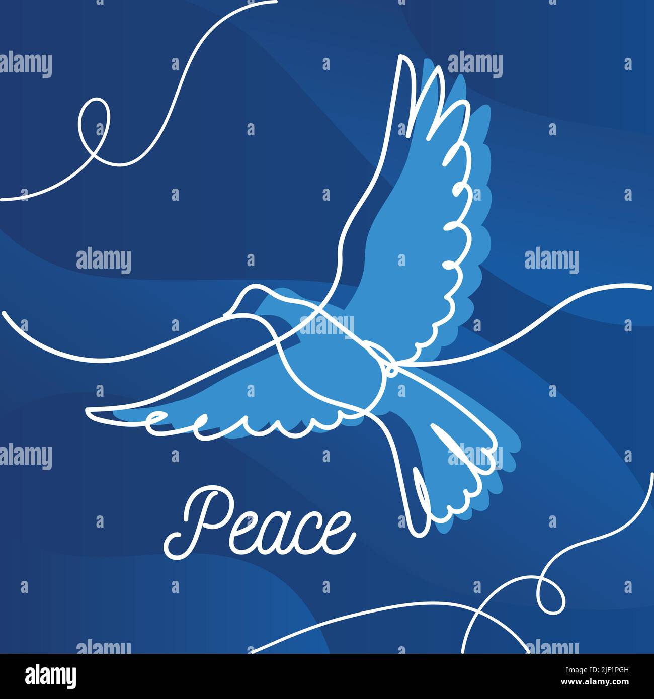 Continous line sketch of a dove bird Peace and delivery flat design ...