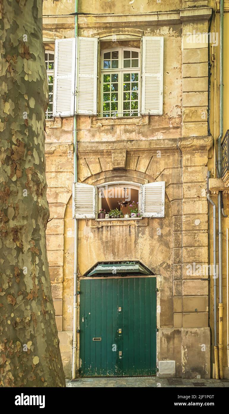 Aix-en-Provence, France, May 2022, view of a limestone building at Place des Martyrs de la Resistance Stock Photo
