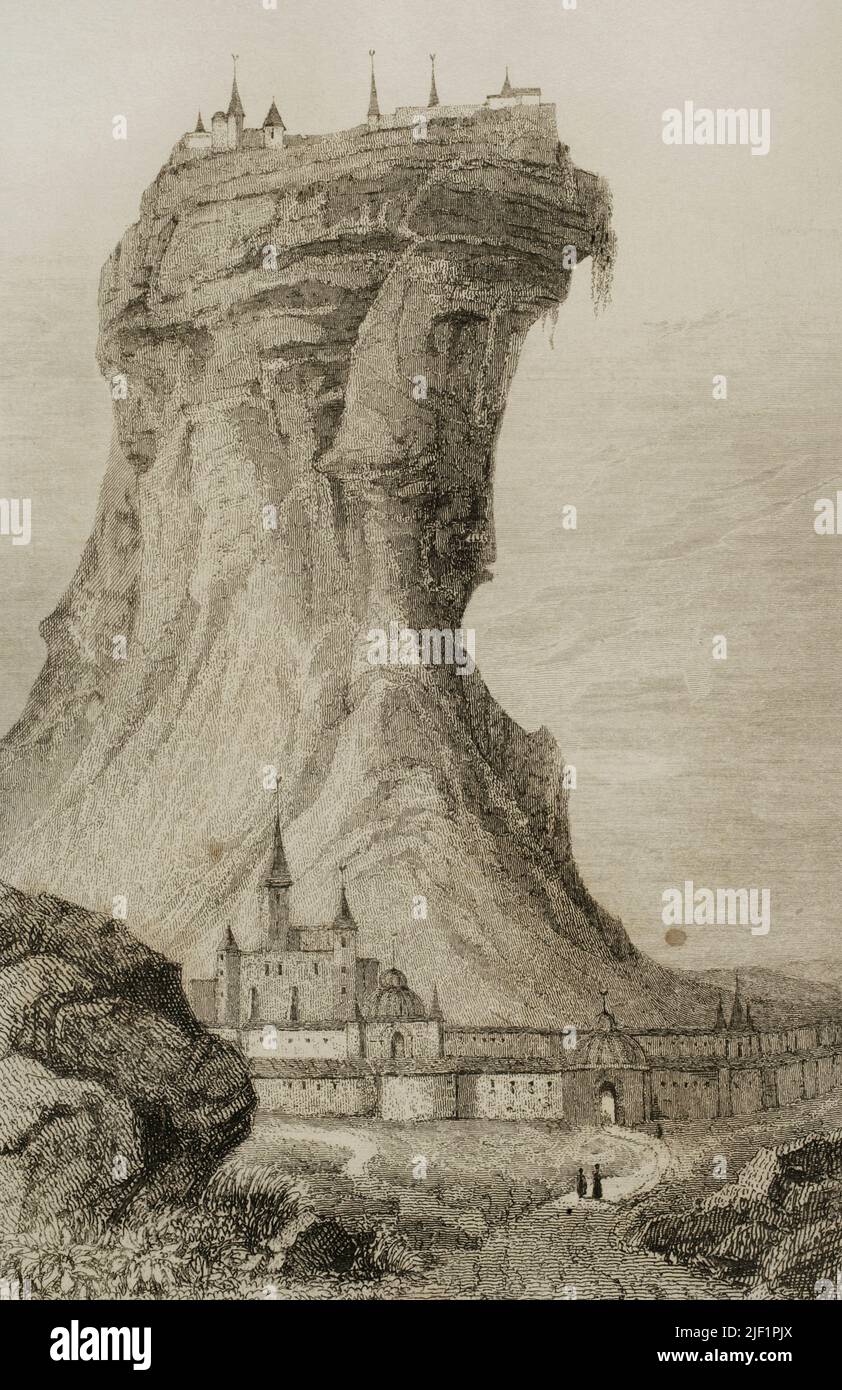 Former Armenia. Van. Semiramis Castle. (Currently Turkish territory). Engraving by Lepetit. 'Panorama Universal. Historia de Armenia', 1838. Stock Photo