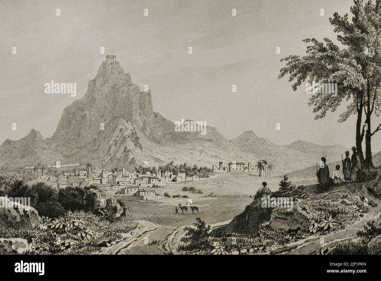 Armenia. Yerevan. View of the city. Engraving drawn by Vanderburch. 'Panorama Universal. Historia de Armenia', 1838. Stock Photo