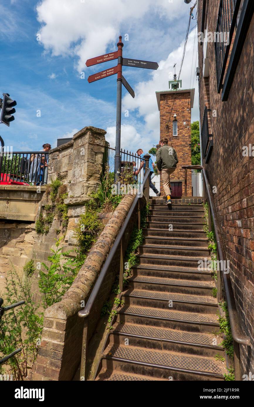 Bridge steps, Clock tower, Bridgnorth Stock Photo Alamy