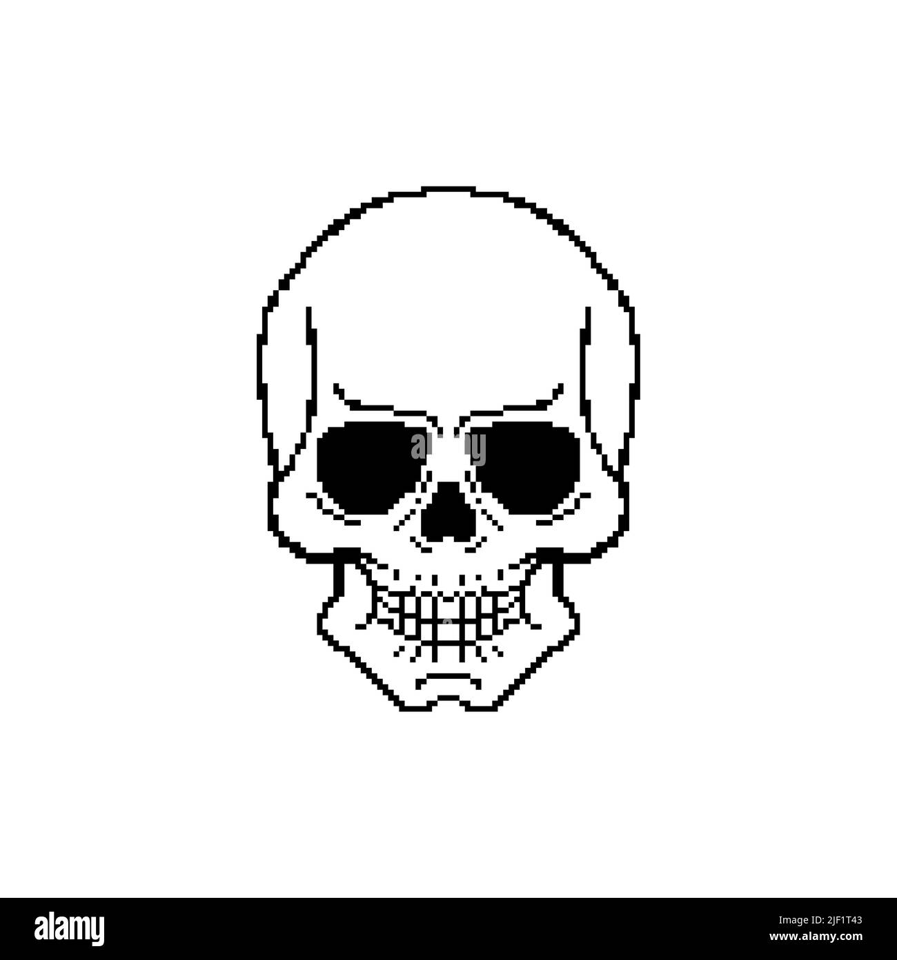 Anatomical skull pixel art. 8 bit skeleton head. pixelated Vector illustration Stock Vector