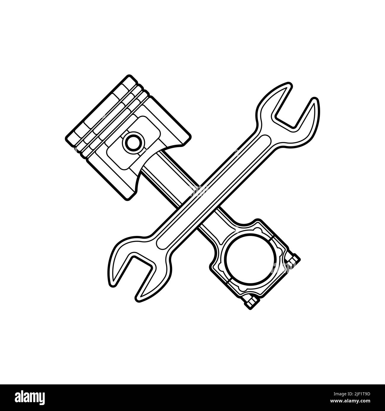Engine piston and Wrench sign. motorcycle pistons icon. Car
