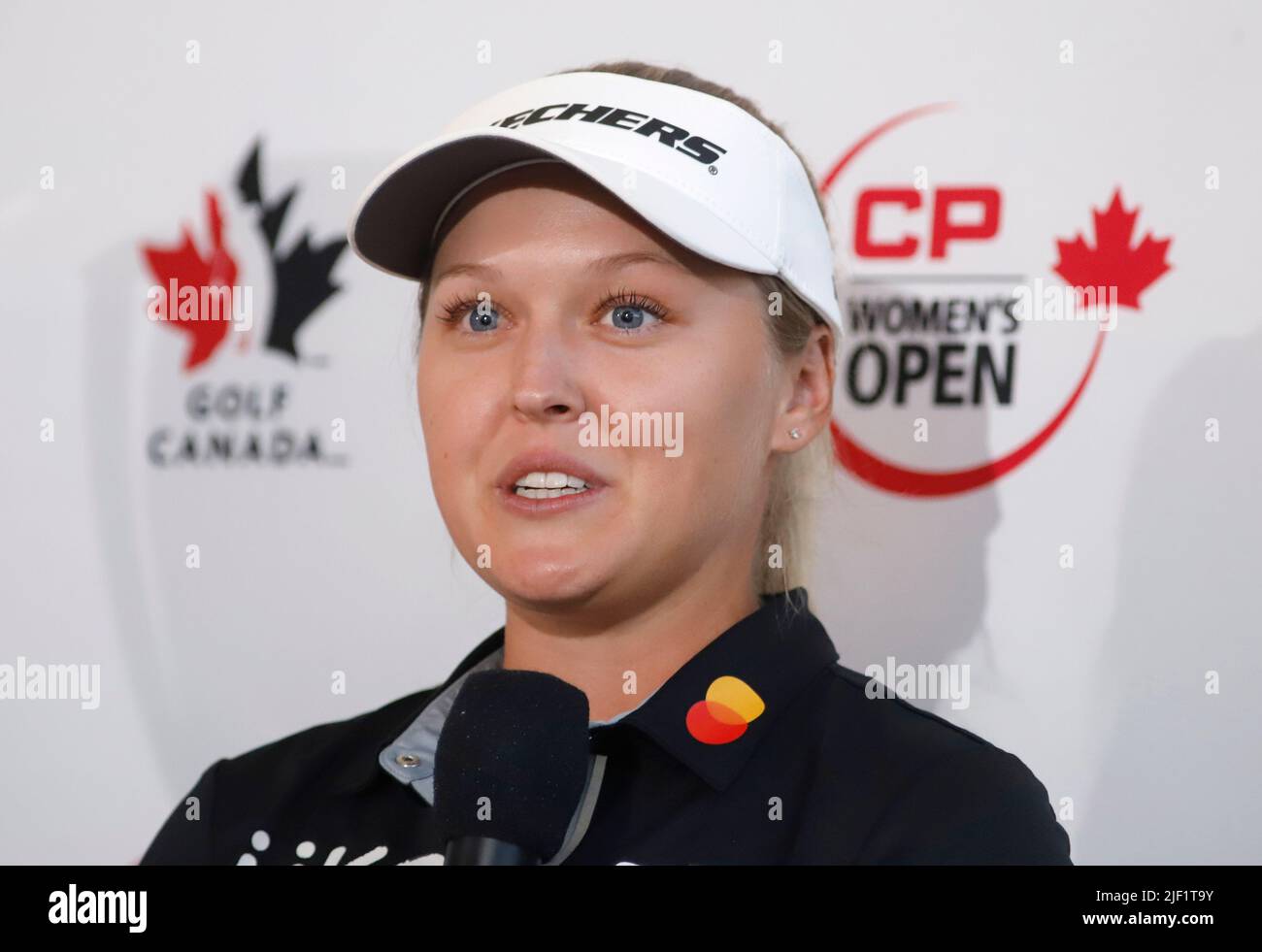 June 28, 2022, Ottawa, ON, Canada: Canadian golfer Brooke Henderson speaks  at a press conference for the 2022 CP Women's Open golf tournament at the  Ottawa Hunt Golf and Country Club on