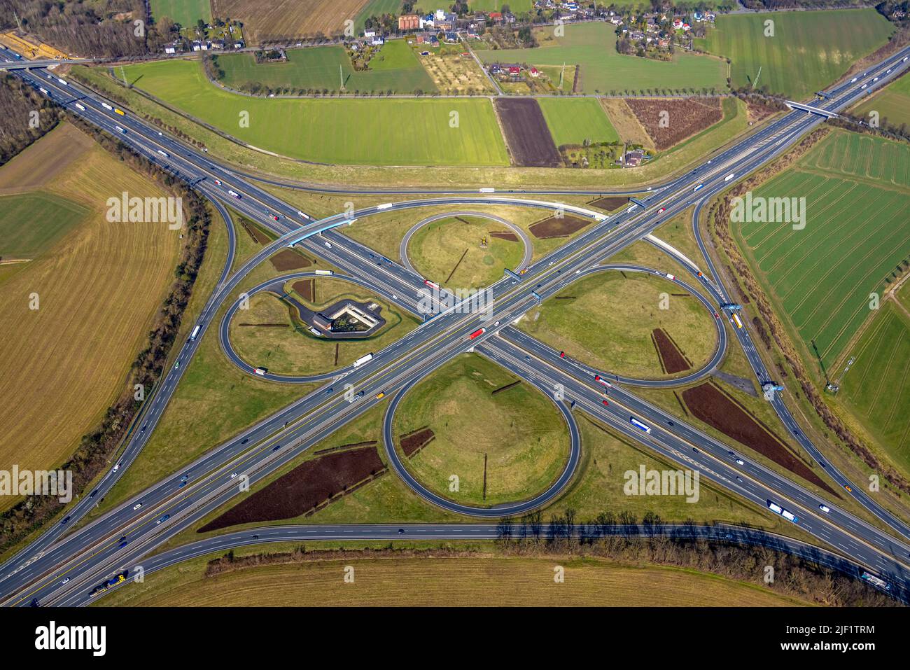 20,000 tulips will blossom at the Kamener crossroad, intersection,  below the helicopter sculpture during this action of the Rotary Club Kamen , Kamen Stock Photo