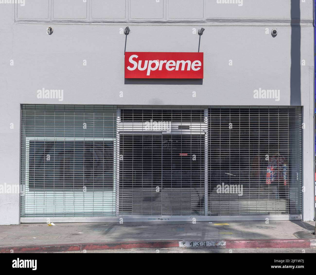 Los Angeles, CA, USA – June 27, 2022: Exterior of Supreme apparel store on Fairfax boulevard in Los Angeles, CA. Stock Photo