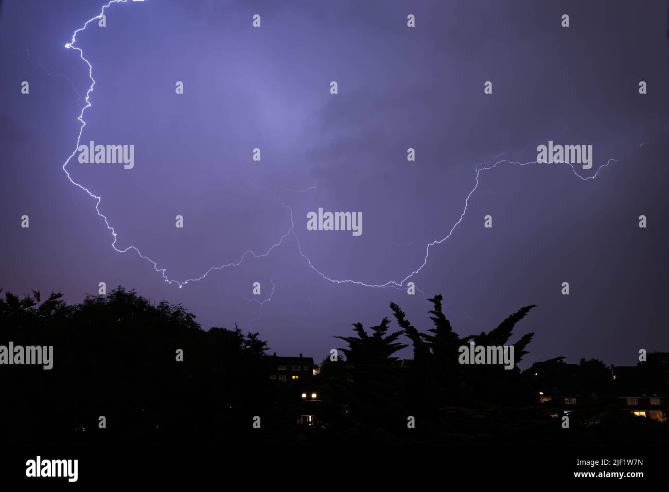 Thunderstorm over the suburbs Stock Photo