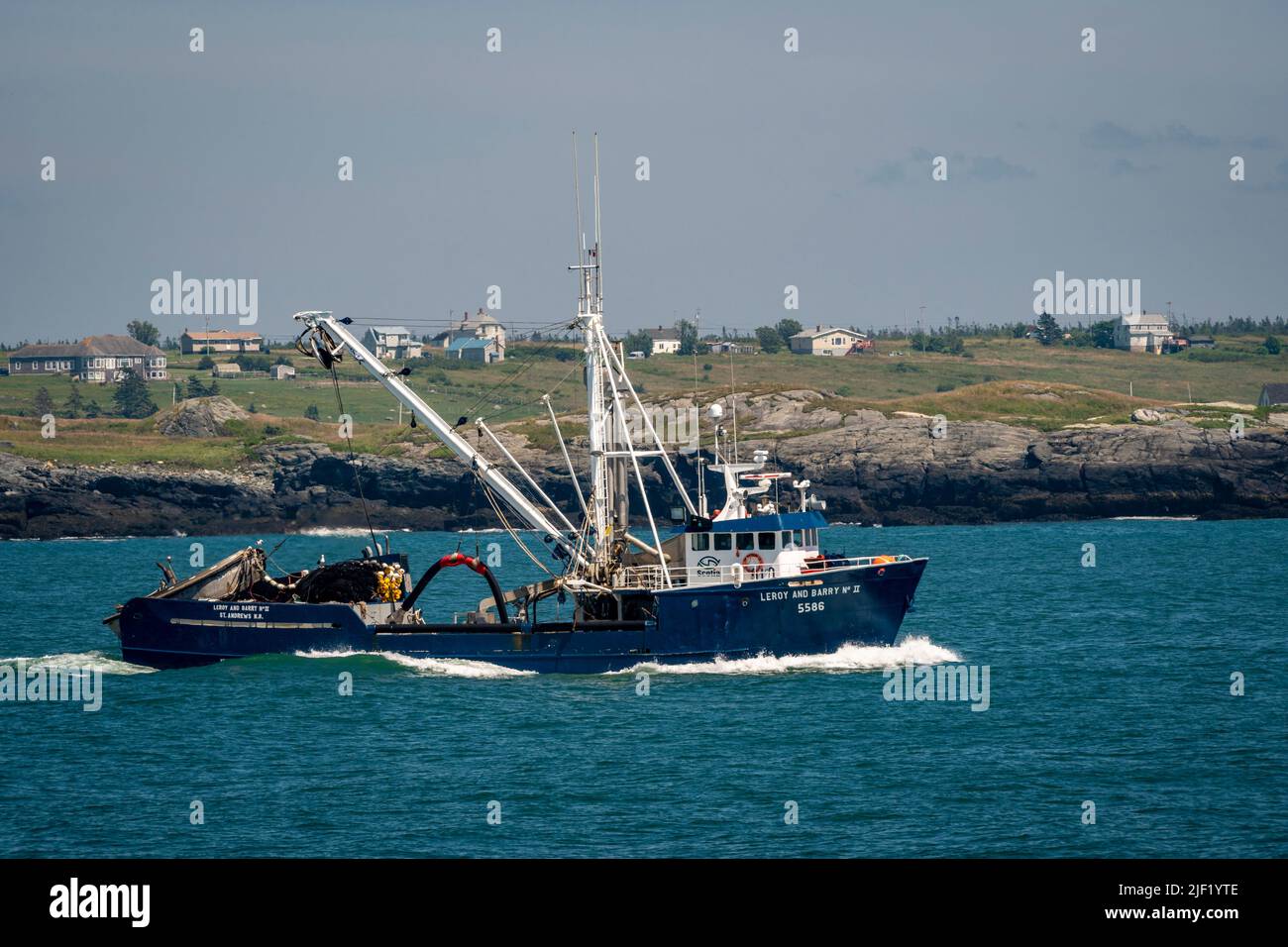 Fishing vessel leaving the port of Yarmouth, Nova Scotia, Canada Stock