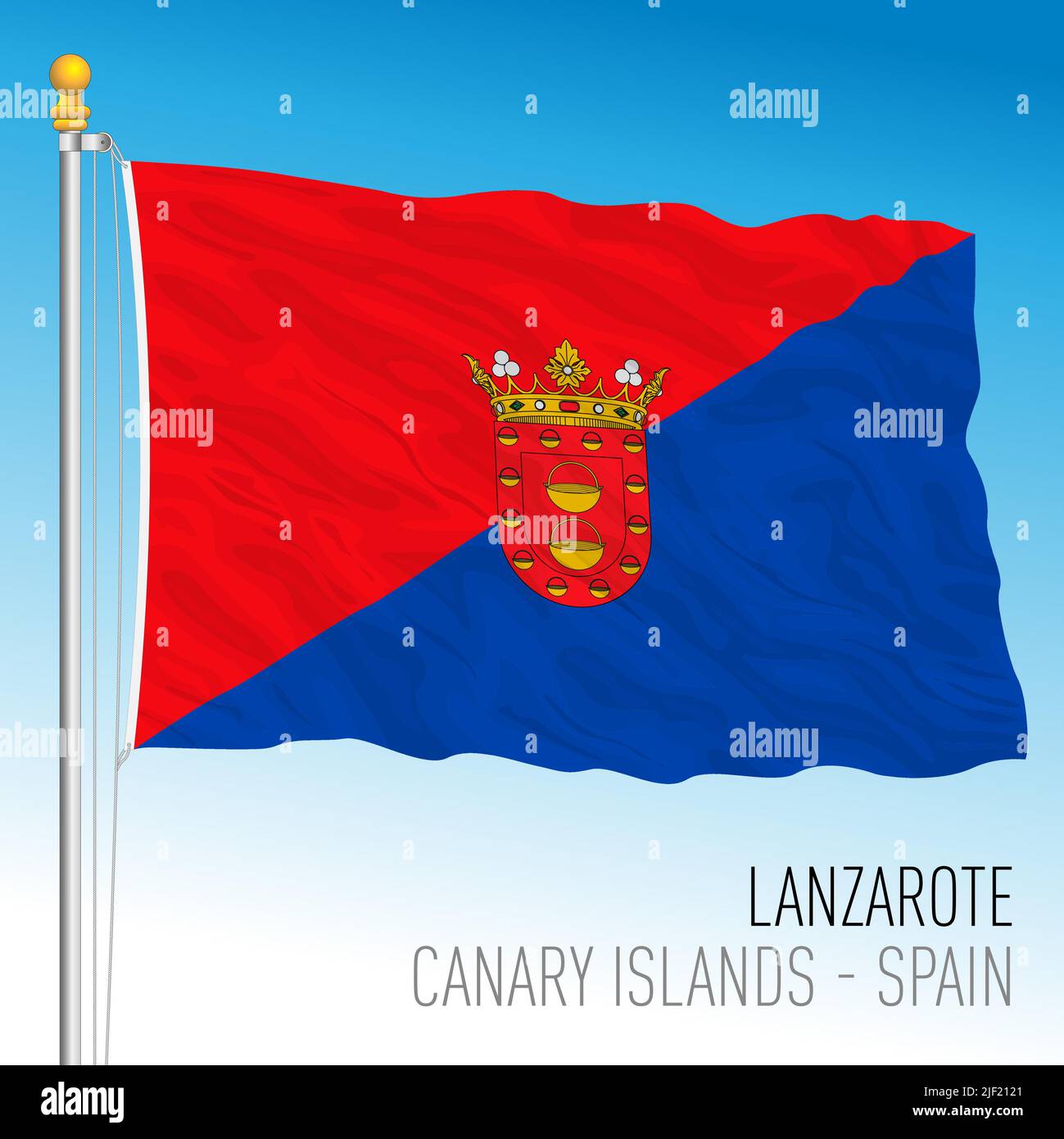 Lanzarote island flag, Canary Islands, Spain, vector illustration Stock