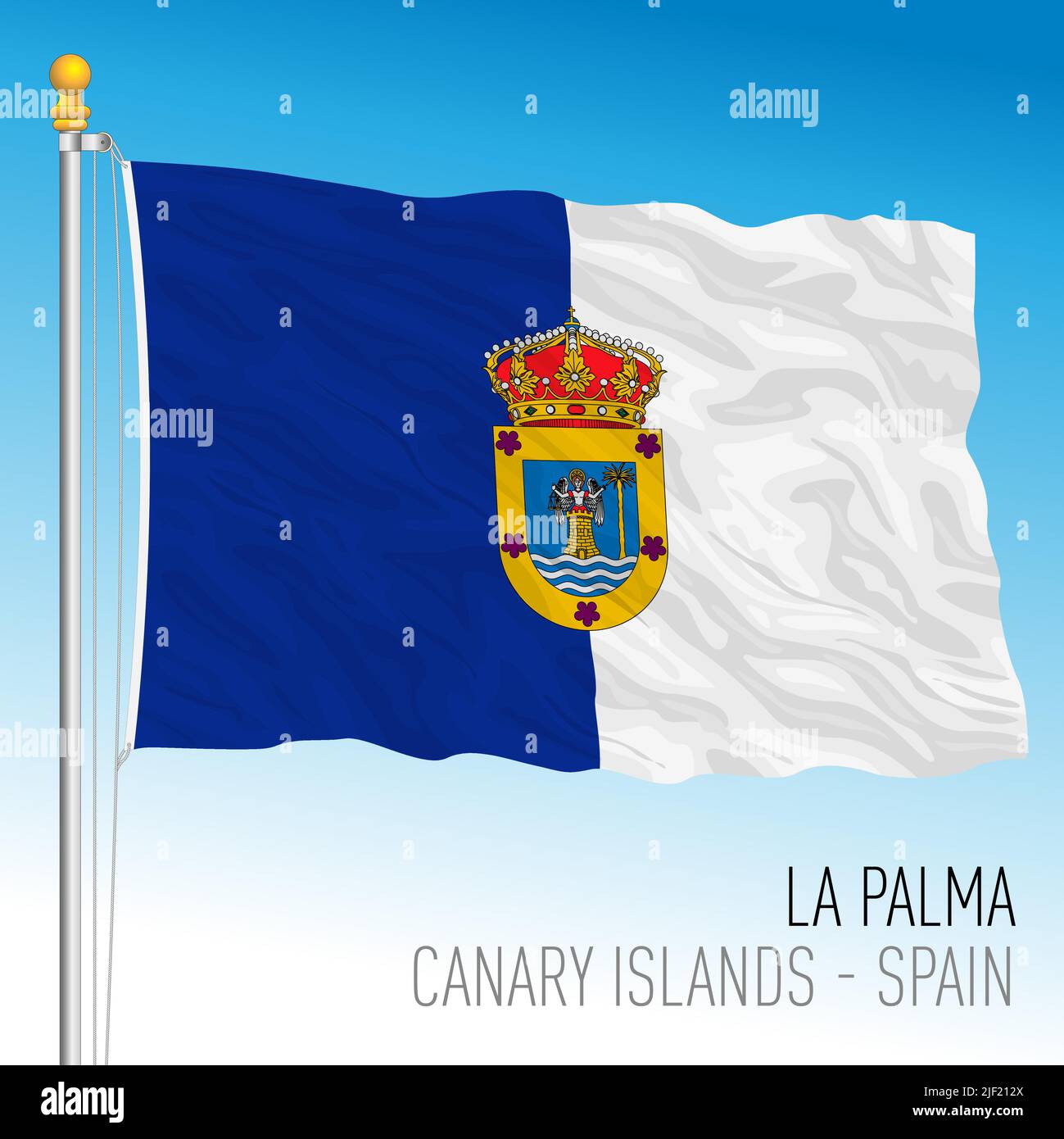 La Palma island flag, Canary Islands, Spain, vector illustration Stock Vector